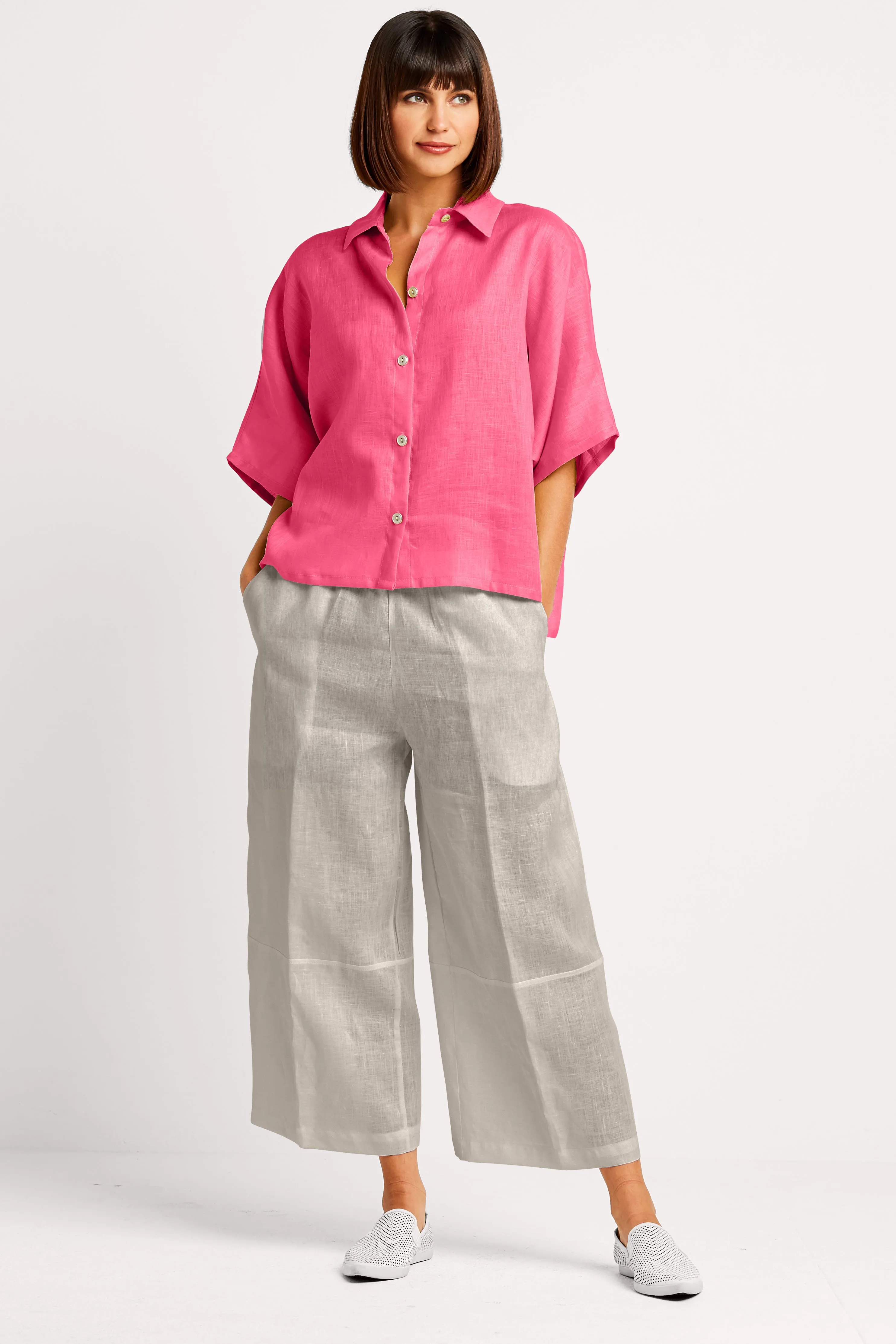 Handkerchief Linen Flood Panel Pant