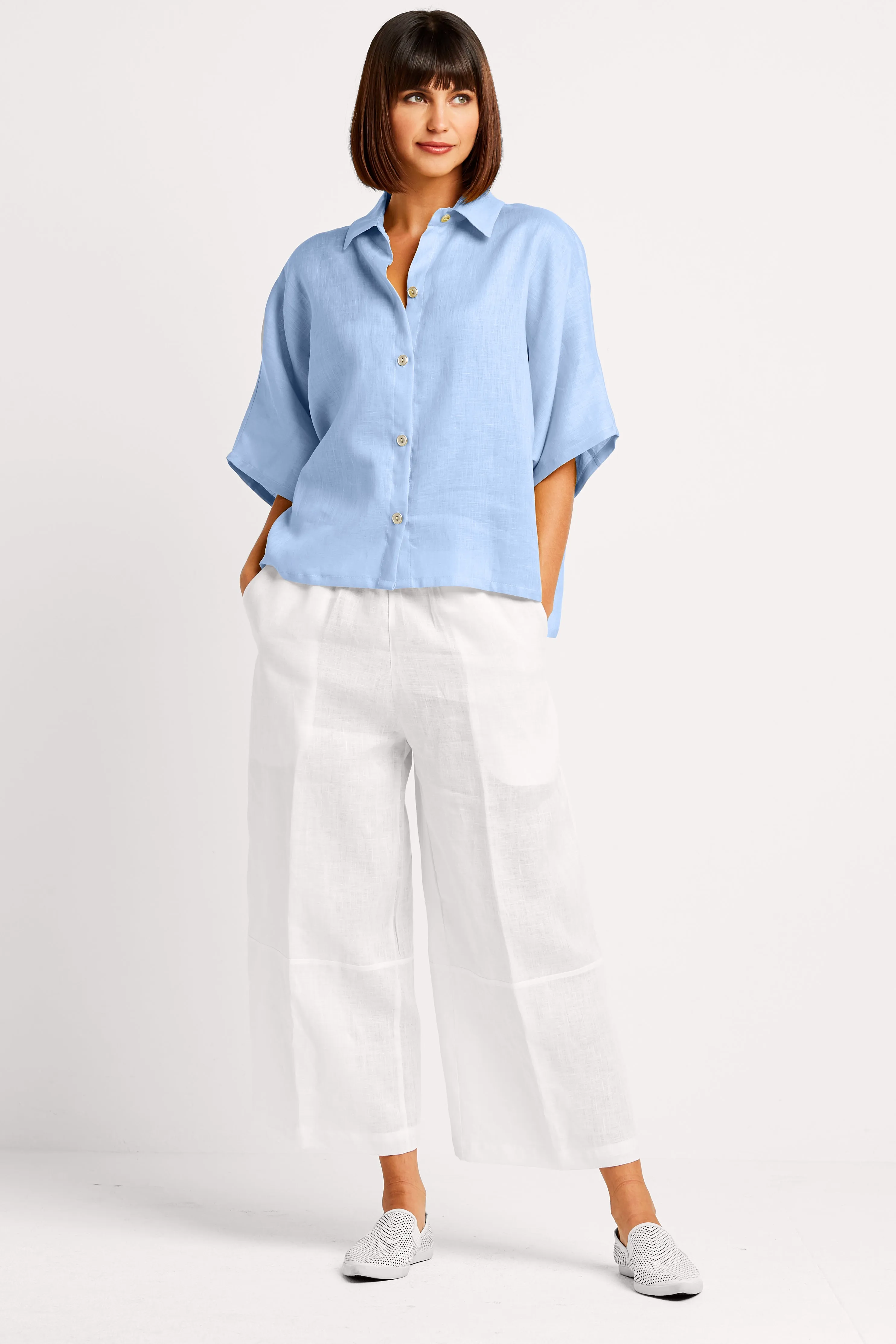 Handkerchief Linen Flood Panel Pant
