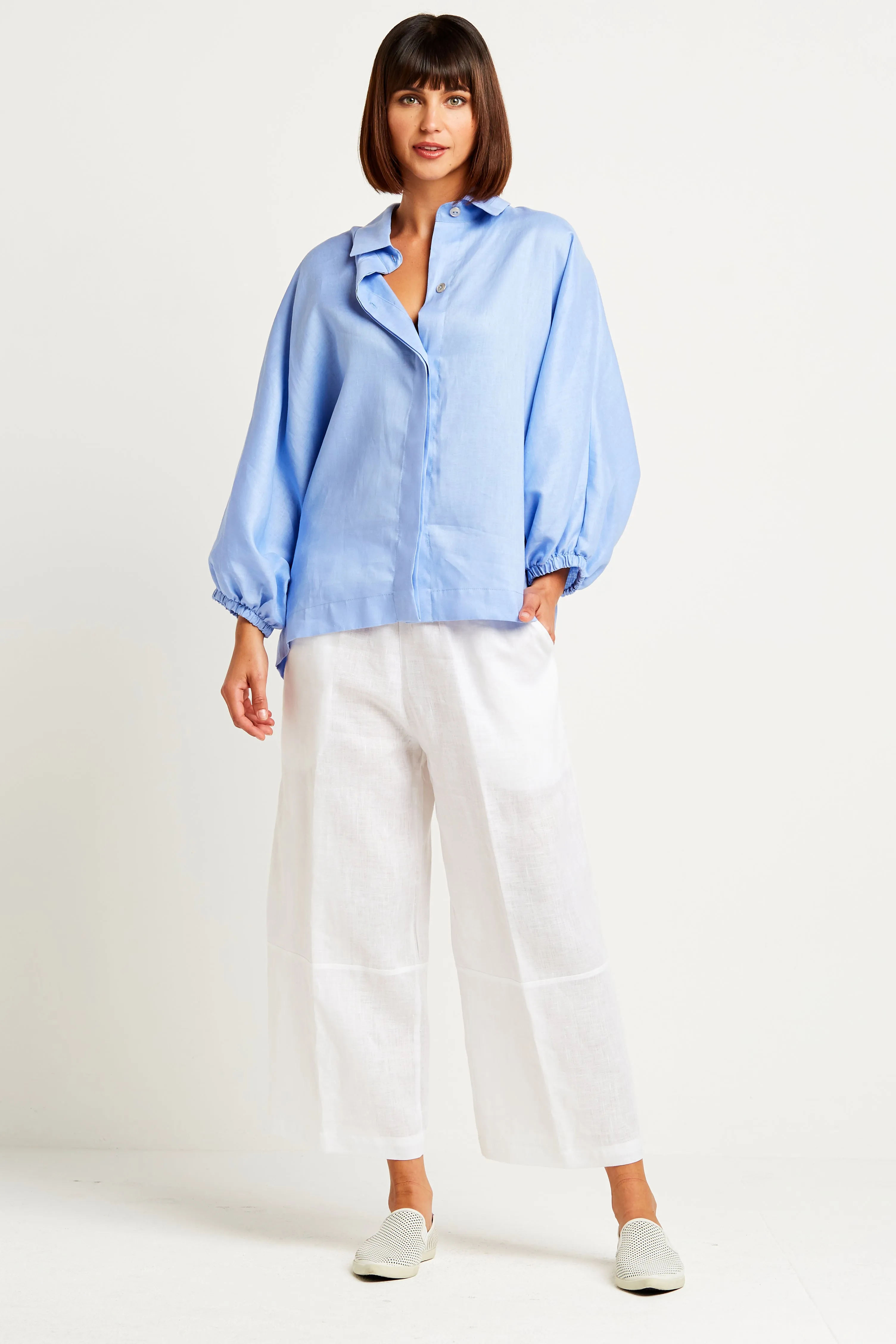 Handkerchief Linen Flood Panel Pant