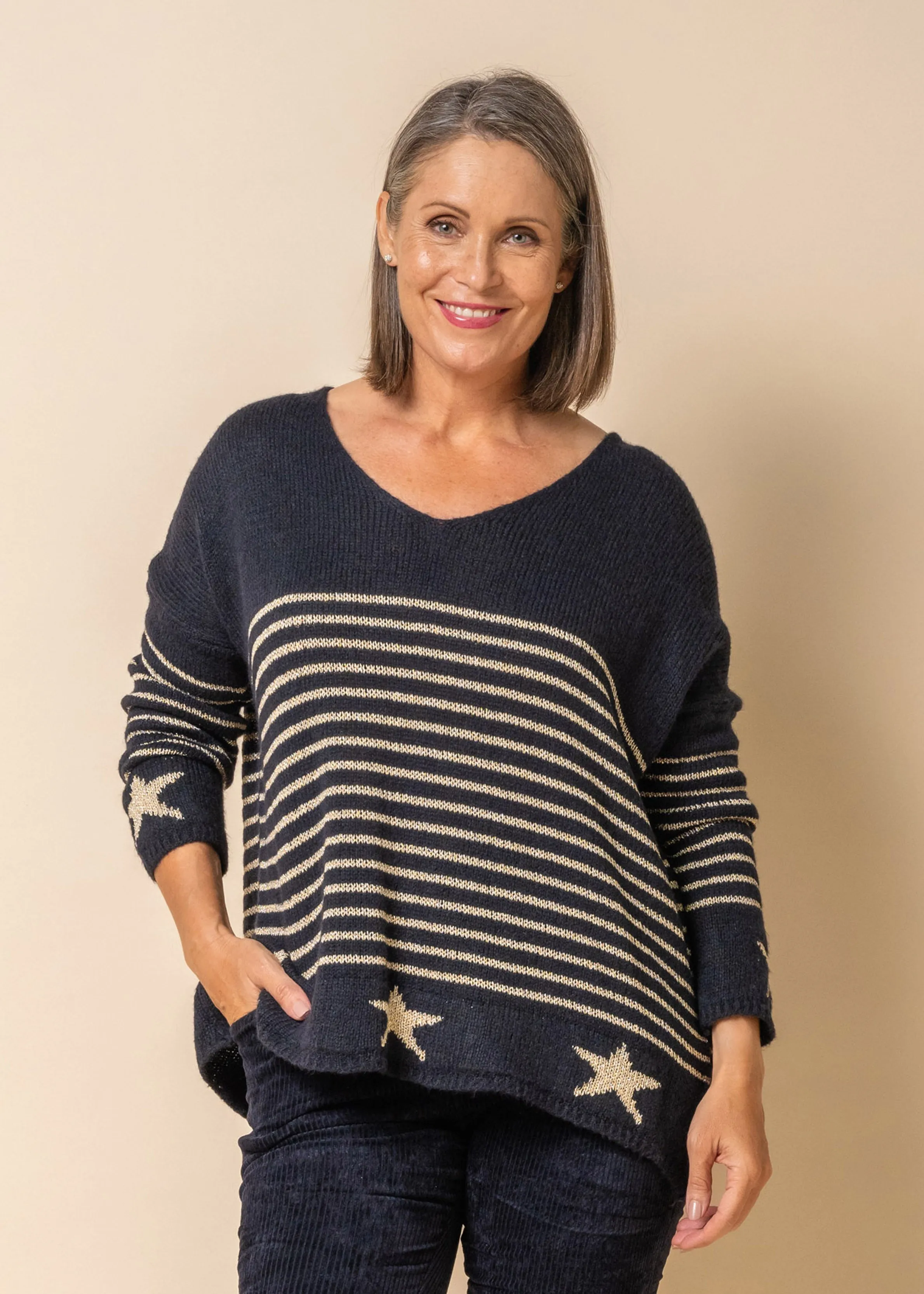 Hanna Knit Top in Navy