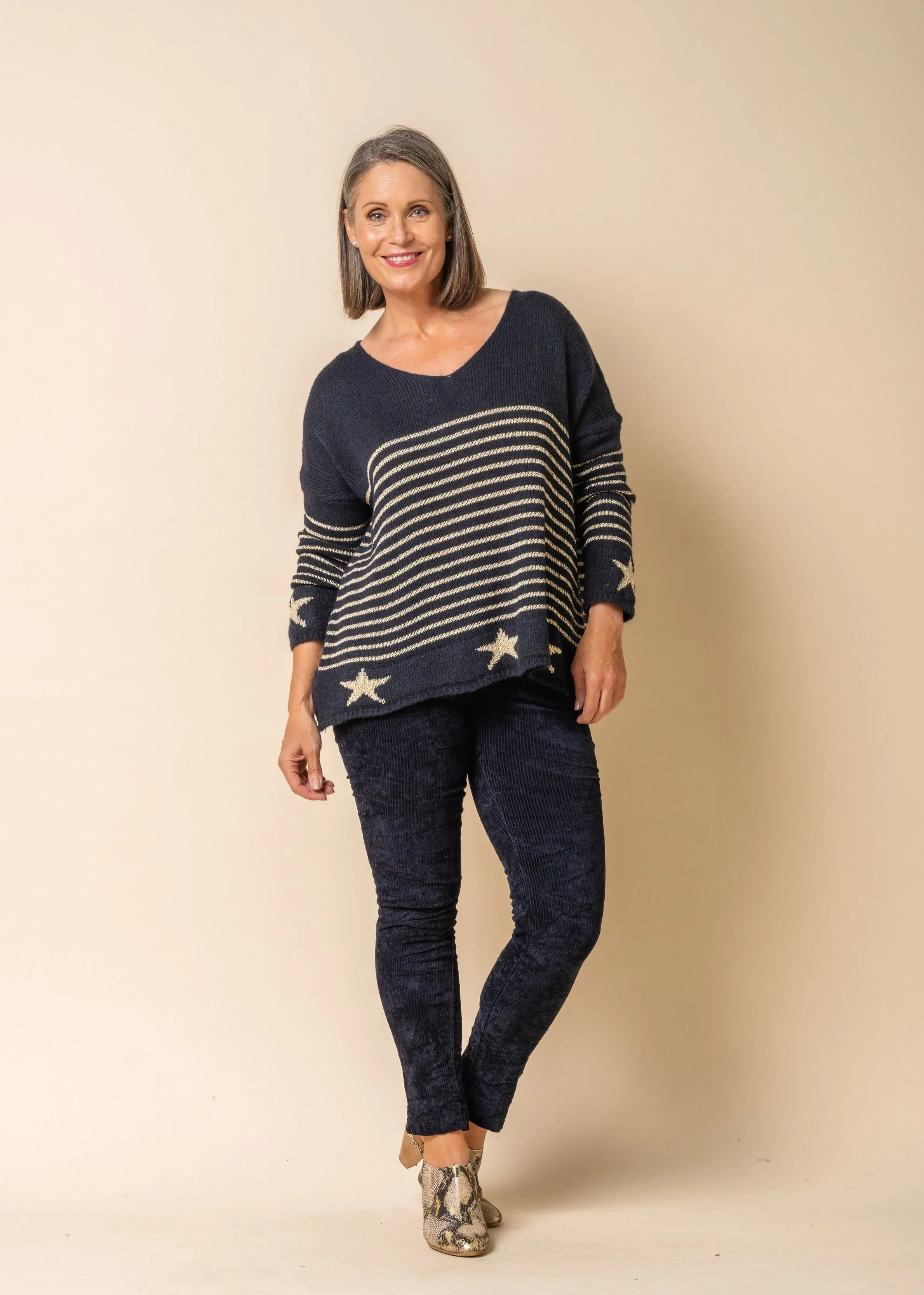 Hanna Knit Top in Navy