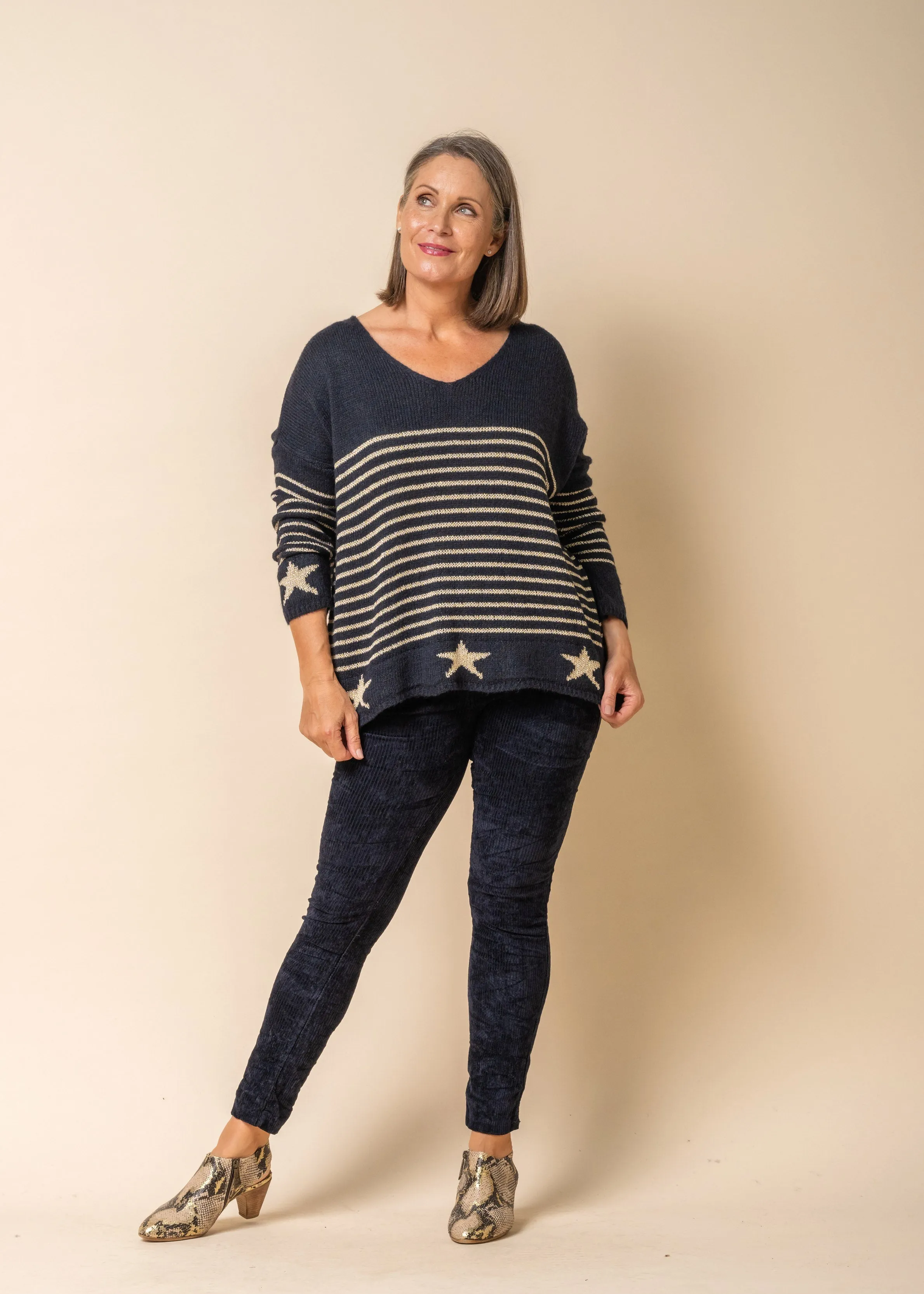 Hanna Knit Top in Navy