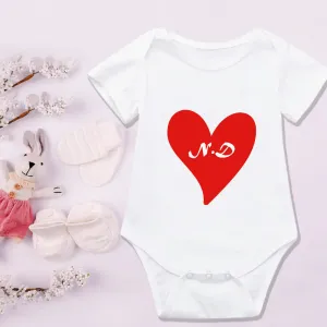 Heart Personalised Name or Initials Baby Bodysuit