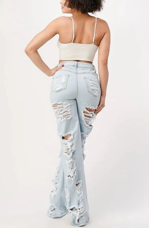 High Rise Destructed Denim