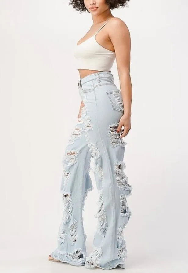 High Rise Destructed Denim