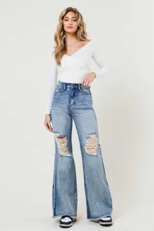 High Rise Wide Leg Acid Wash Jeans