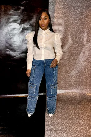 HIGH WAIST ACID WASH CARGO