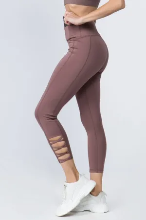 High Waist Ankle Length - Plum Mauve