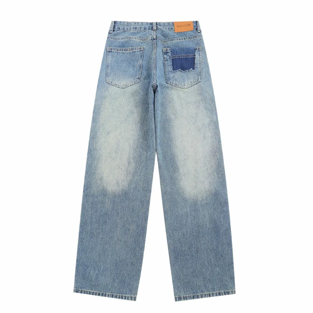 Hip-hop Raw edge Washed Jeans