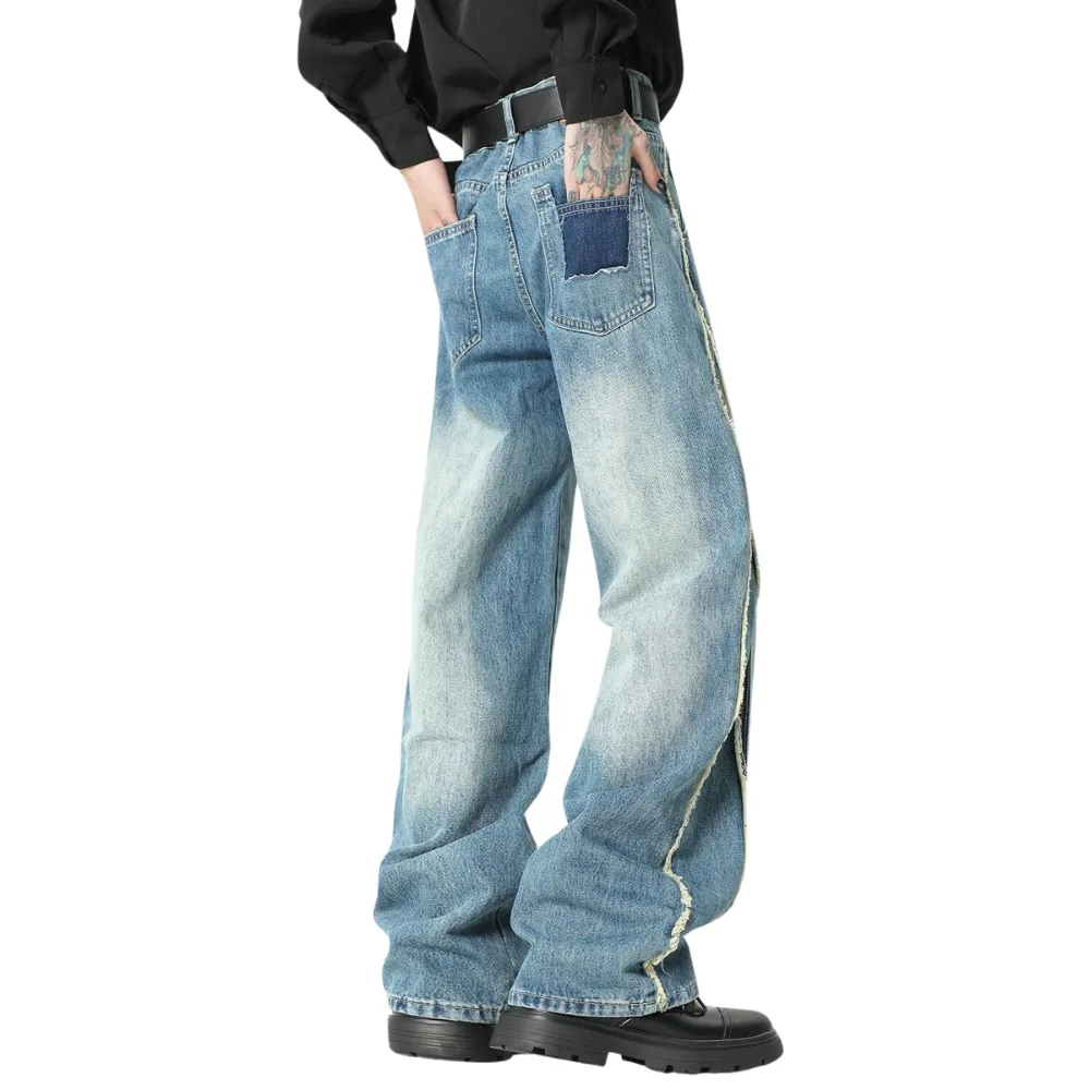 Hip-hop Raw edge Washed Jeans