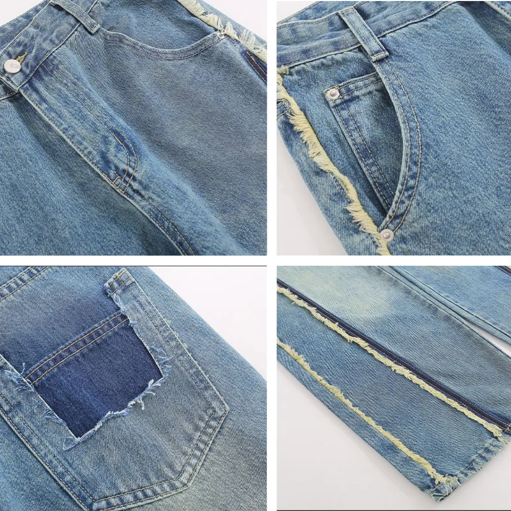Hip-hop Raw edge Washed Jeans
