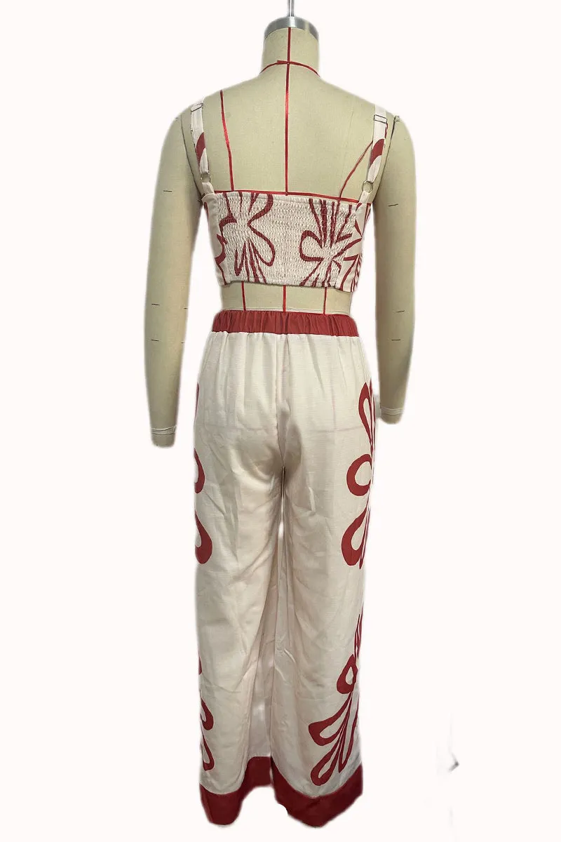 HUZ1320 Floral Breeze Wide-Leg Pants Set