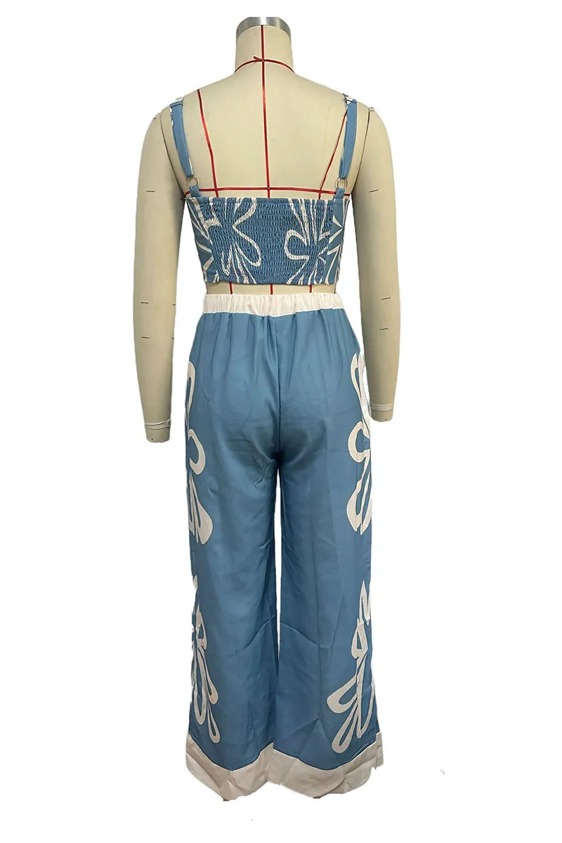HUZ1320 Floral Breeze Wide-Leg Pants Set