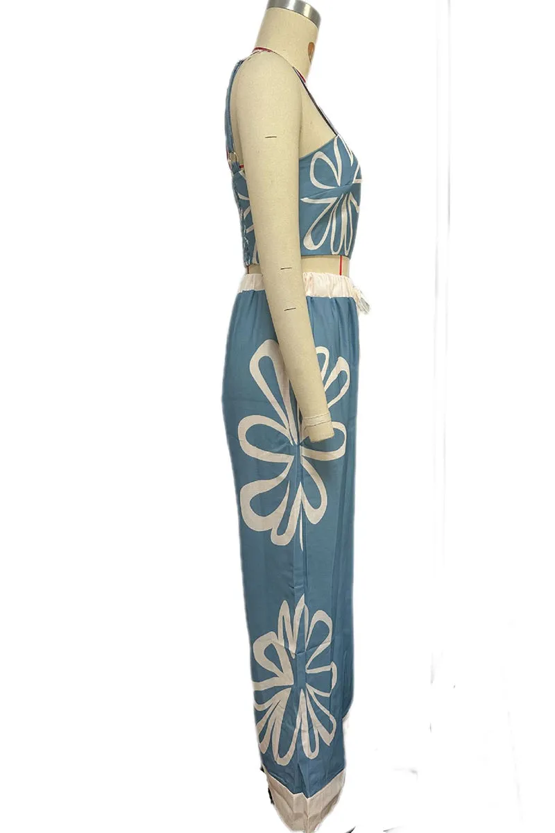 HUZ1320 Floral Breeze Wide-Leg Pants Set