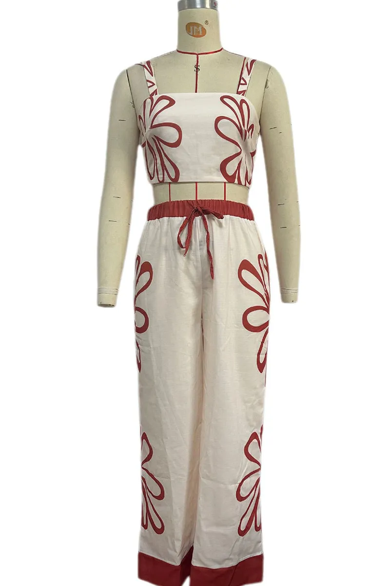 HUZ1320 Floral Breeze Wide-Leg Pants Set