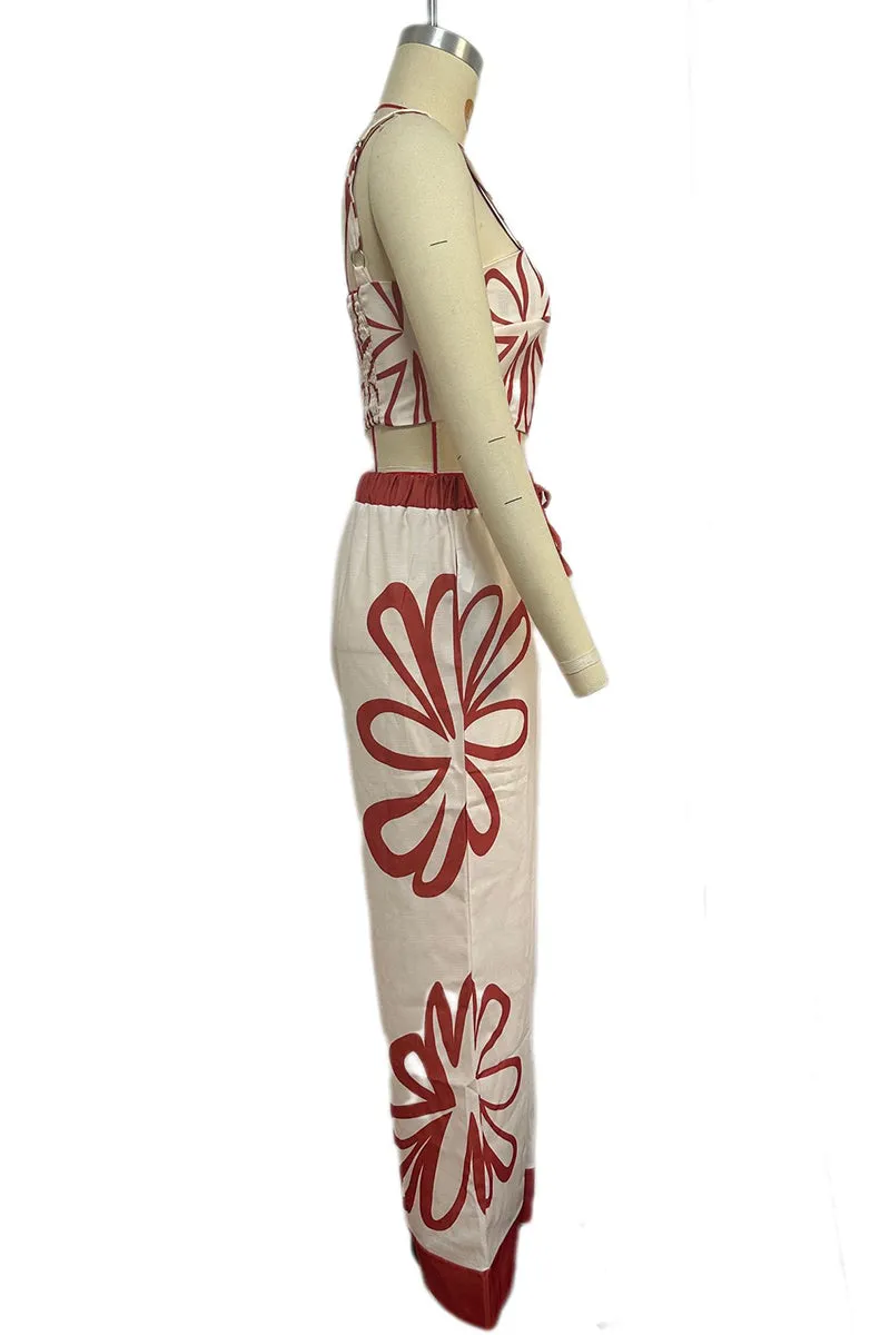 HUZ1320 Floral Breeze Wide-Leg Pants Set