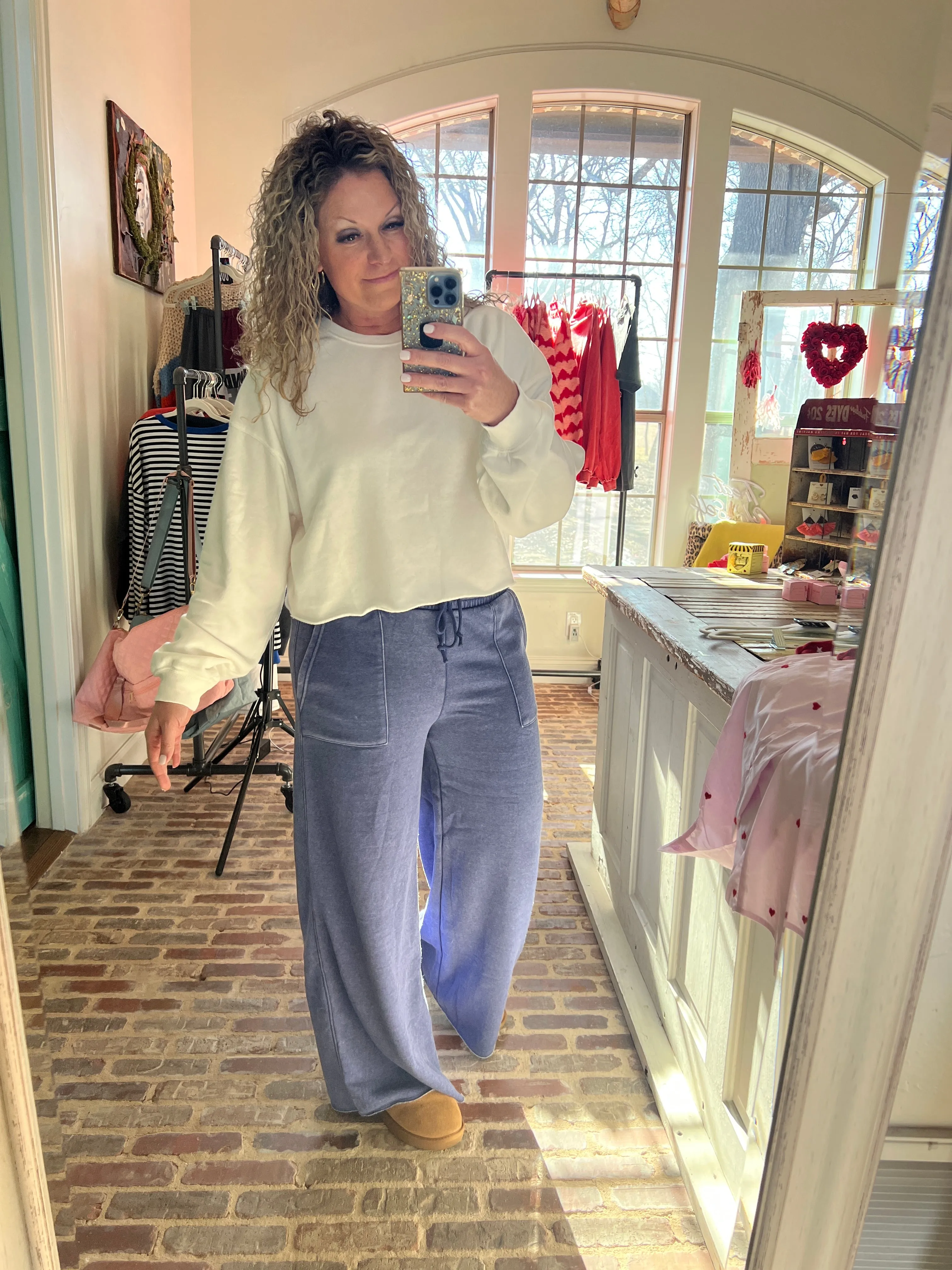 Indigo Wide Leg Sweatpants