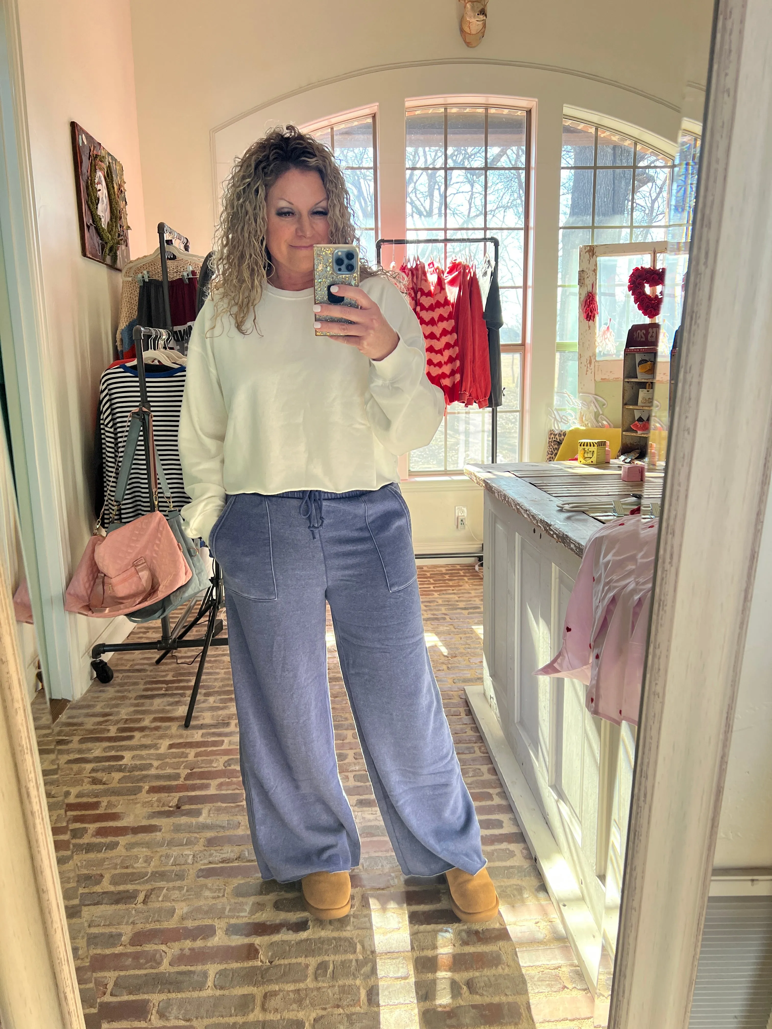 Indigo Wide Leg Sweatpants