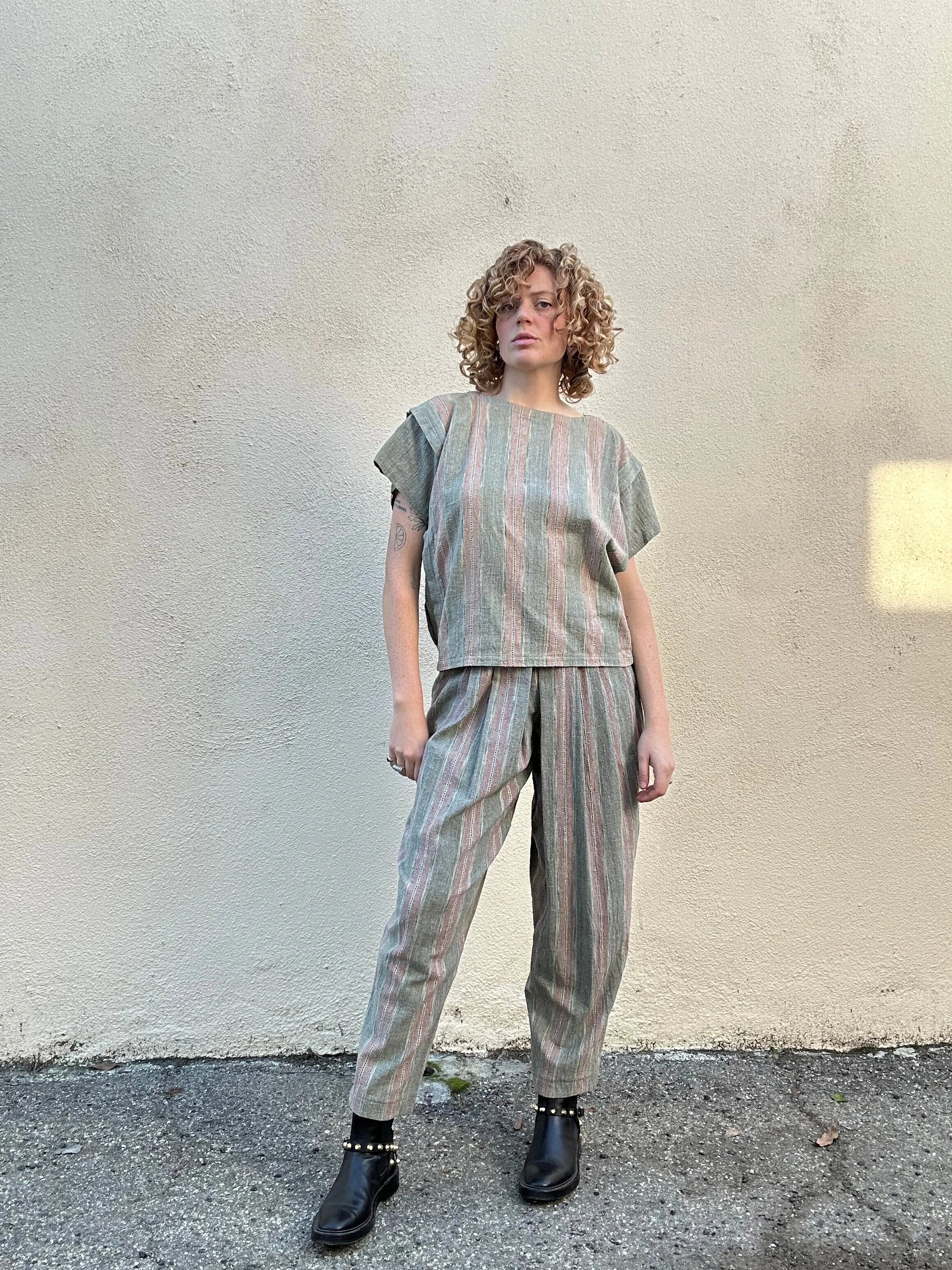 Issey Miyake Pink Stripe Two-Piece Outfit