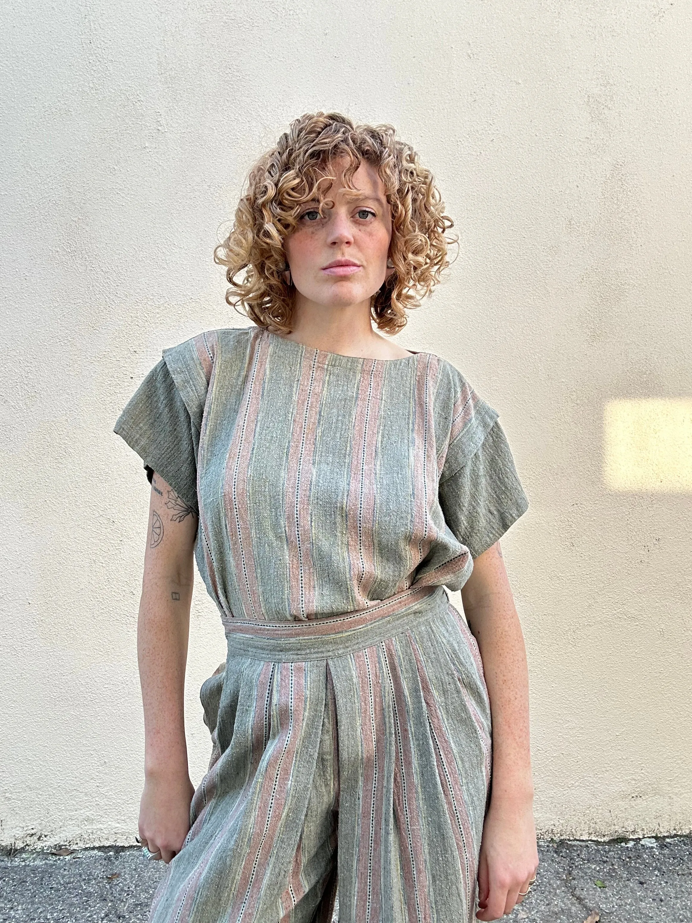 Issey Miyake Pink Stripe Two-Piece Outfit