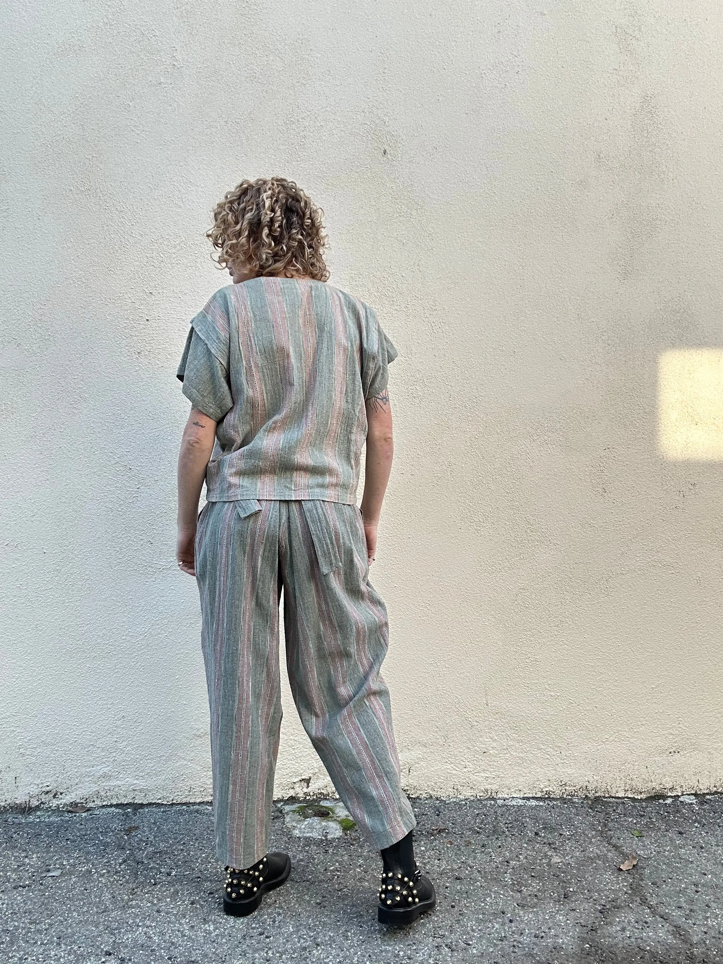 Issey Miyake Pink Stripe Two-Piece Outfit