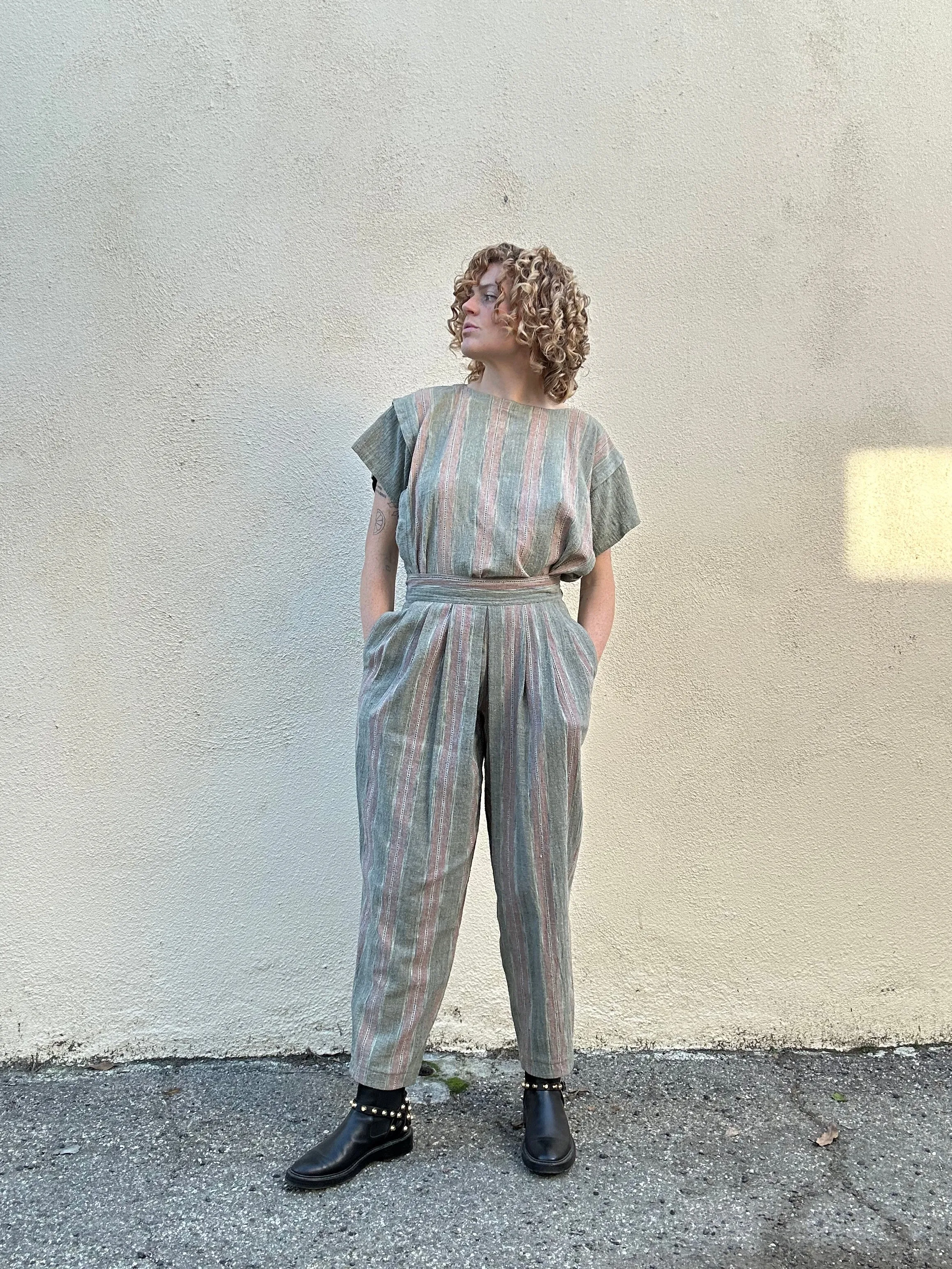 Issey Miyake Pink Stripe Two-Piece Outfit