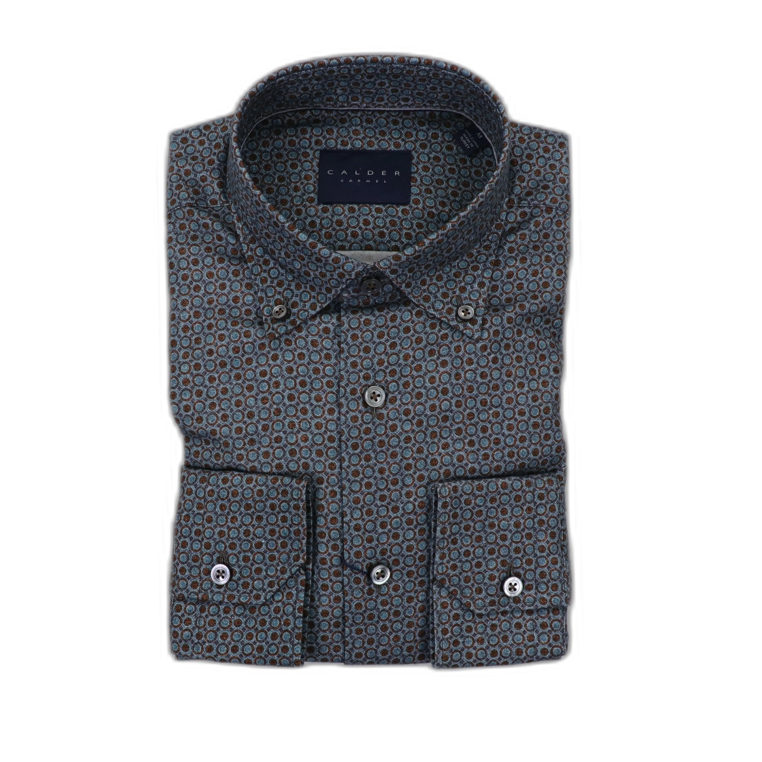 Italian Printed Neat Dots in Turquoise/Brown