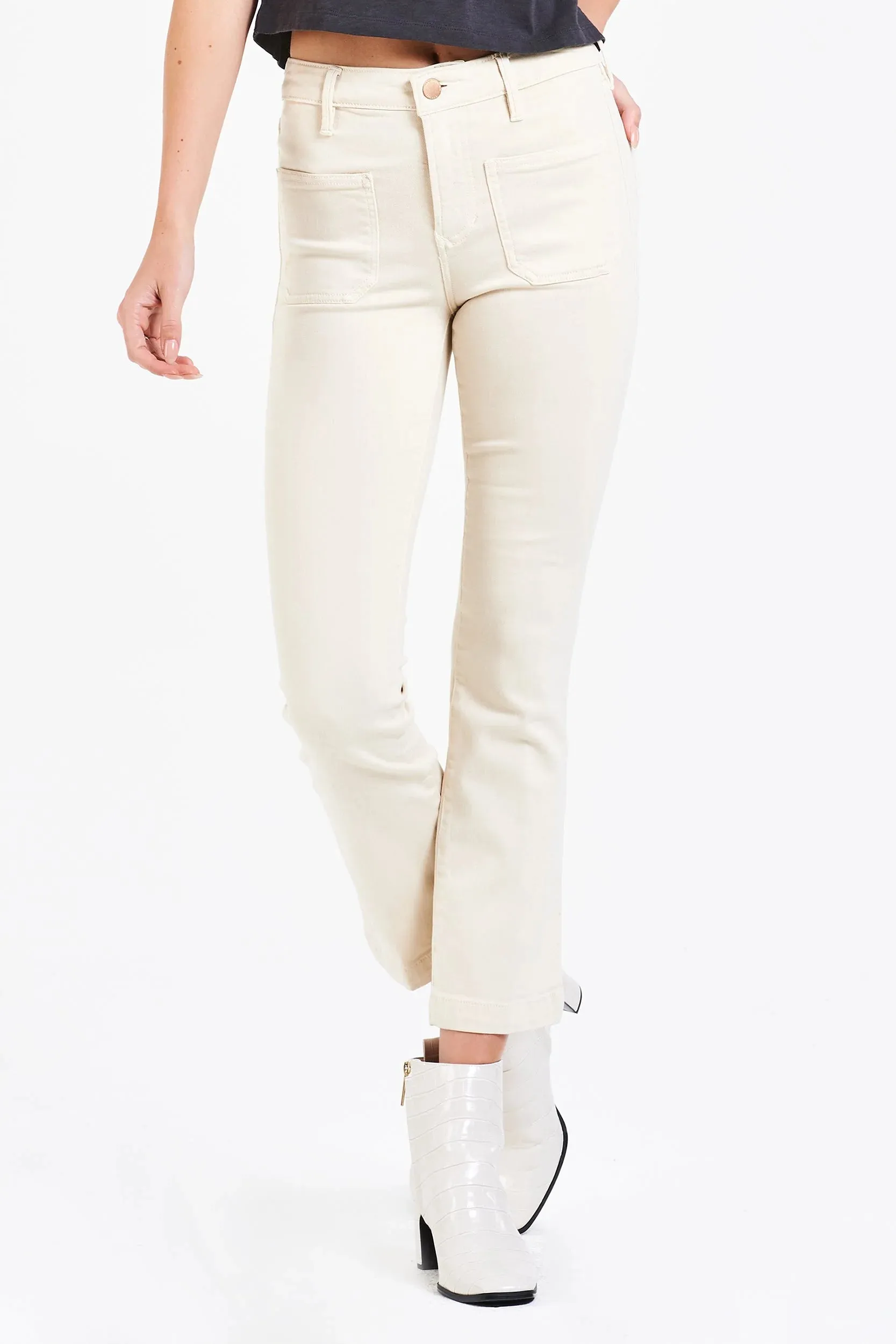 JEANNE SUPER HIGH RISE CROPPED FLARE JEANS VANILLA