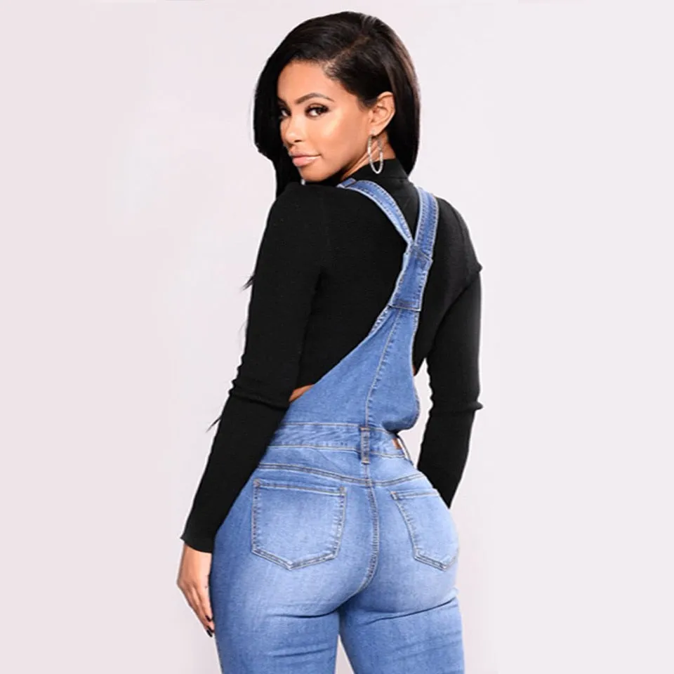 Jeans overall Female Hole Slimming Washed Denim skinny Jeans