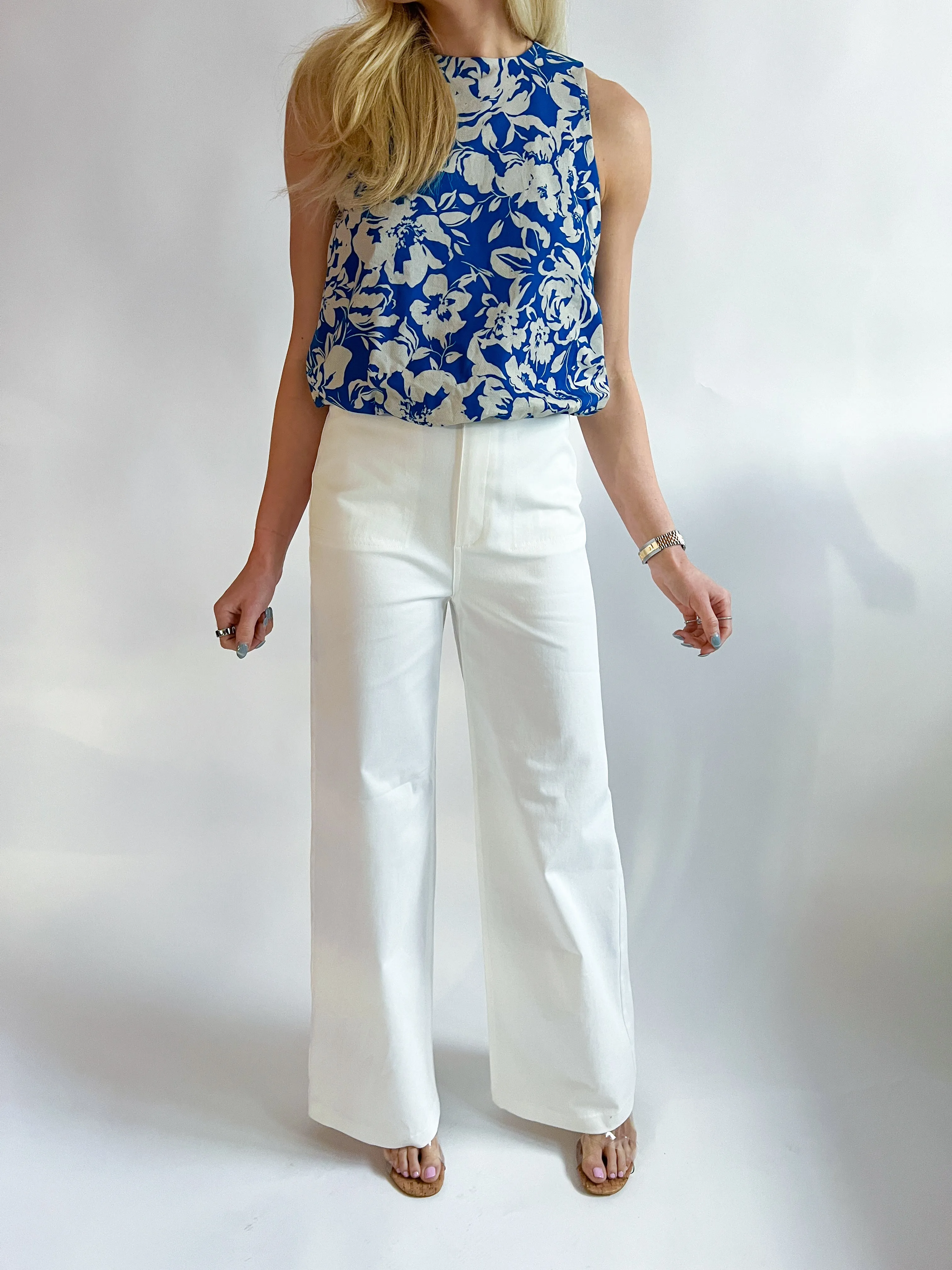 Jennsen Cotton Canvas Wide Leg Pants
