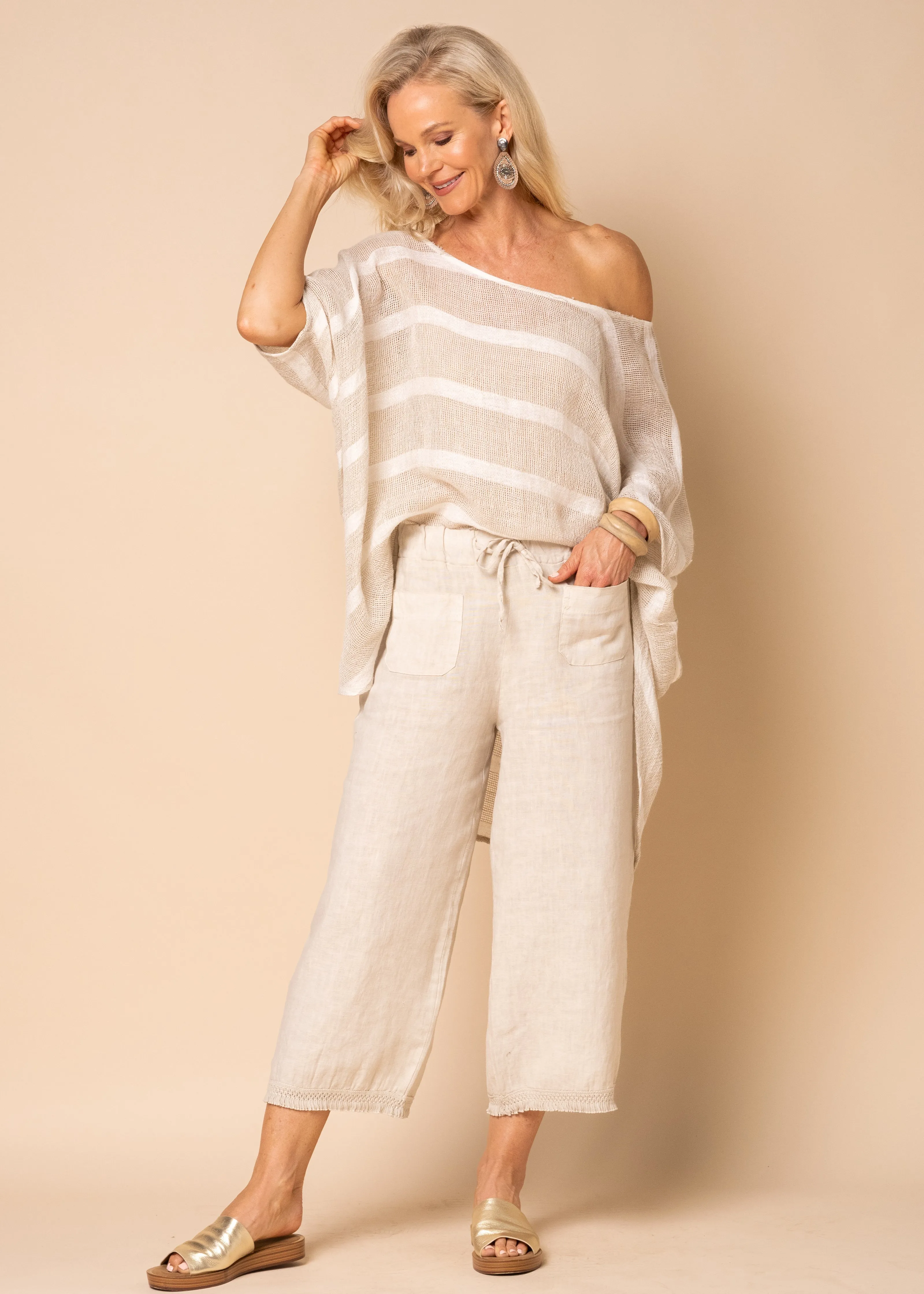 Jessi Linen Pants in Latte