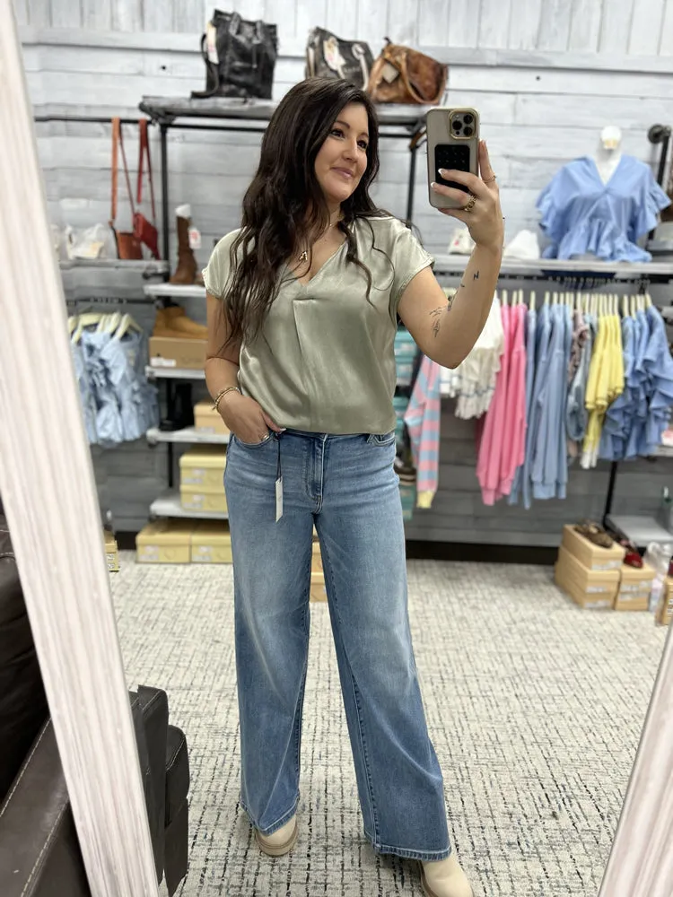 Judy Blue HW Vintage Wash Retro Wide Leg