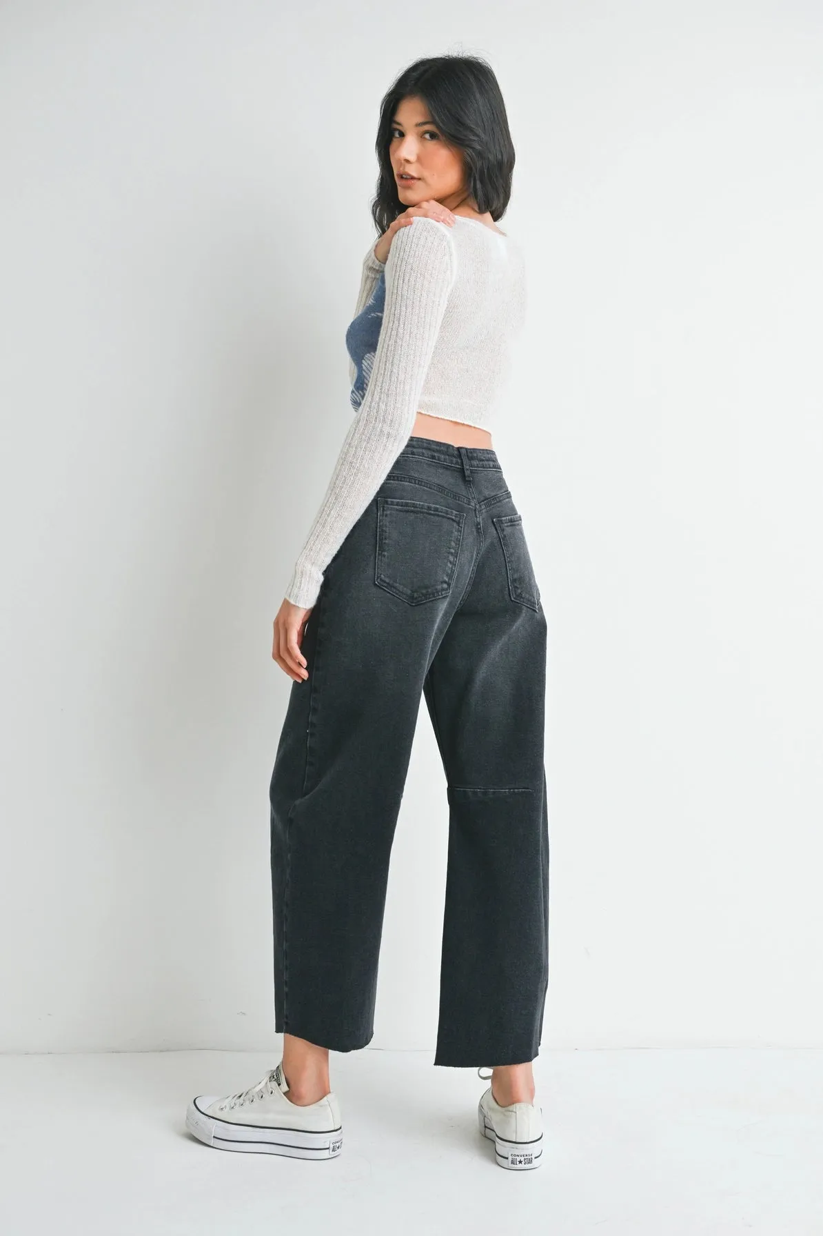 Just Black | Barrel Leg {Washed Black}