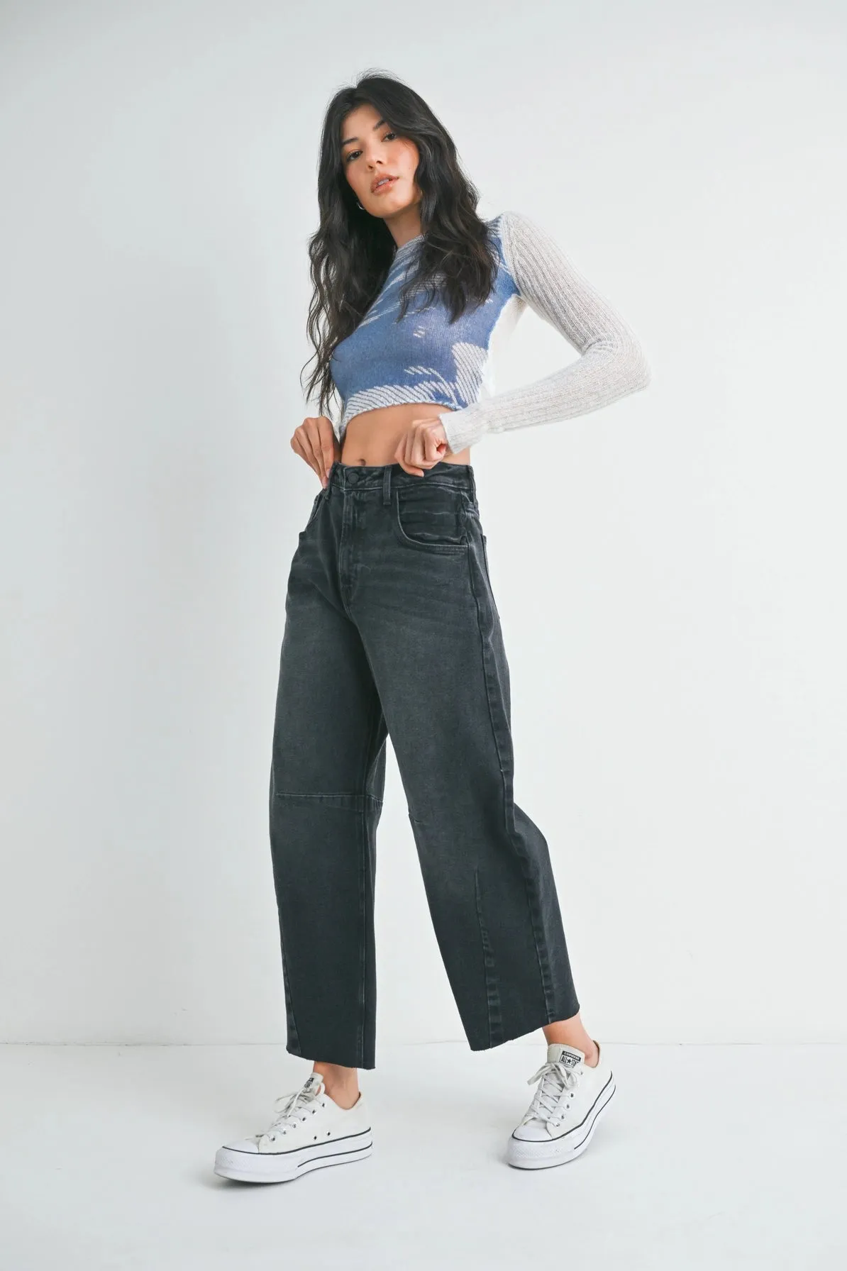Just Black | Barrel Leg {Washed Black}