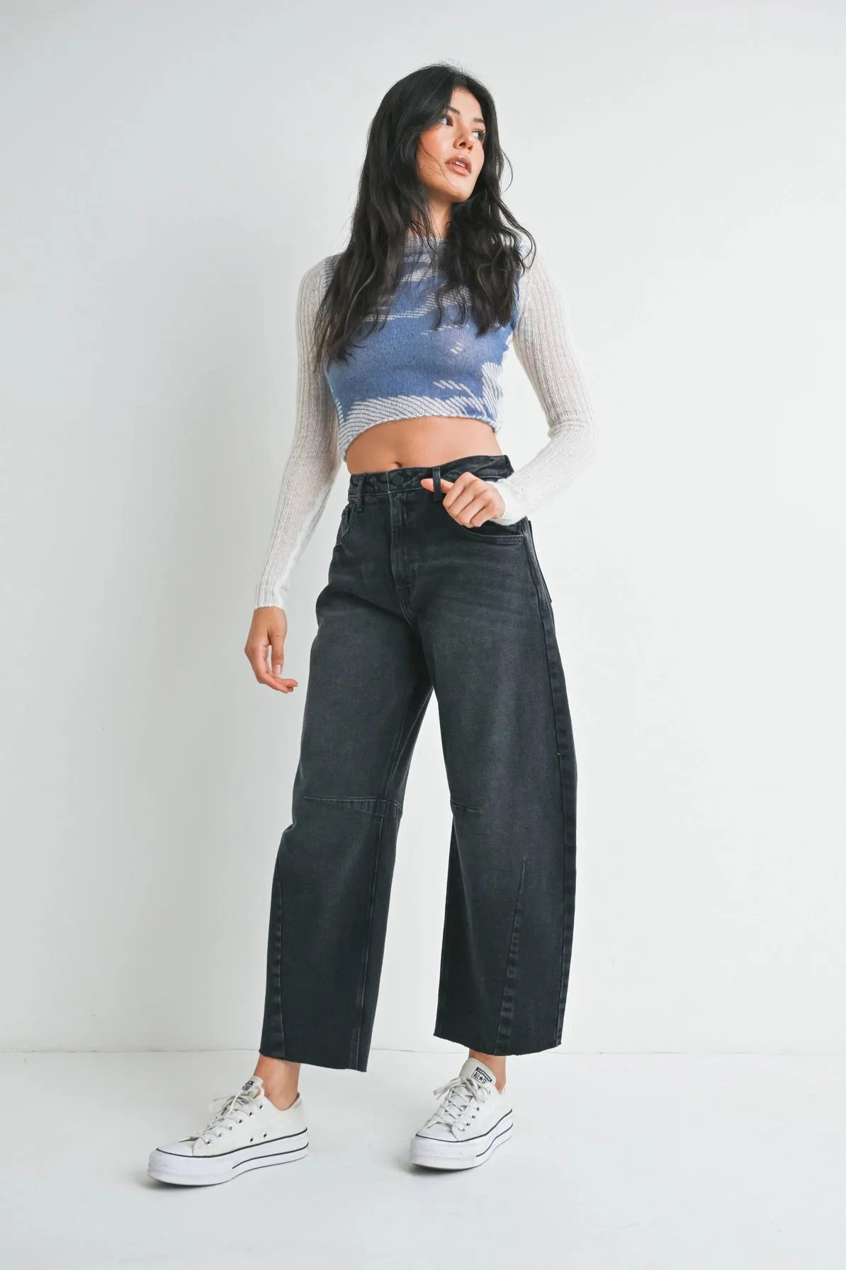 Just Black | Barrel Leg {Washed Black}