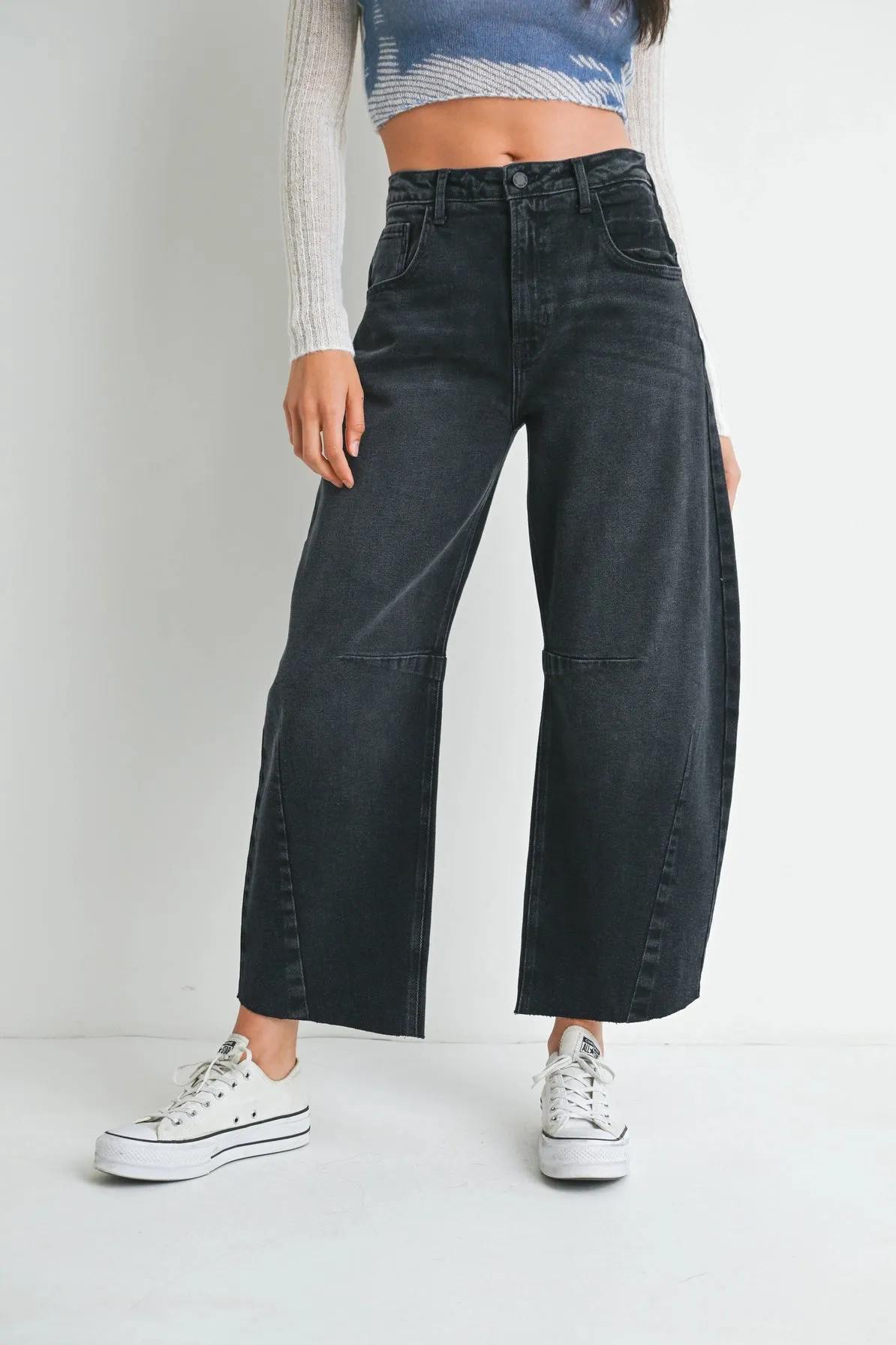 Just Black | Barrel Leg {Washed Black}
