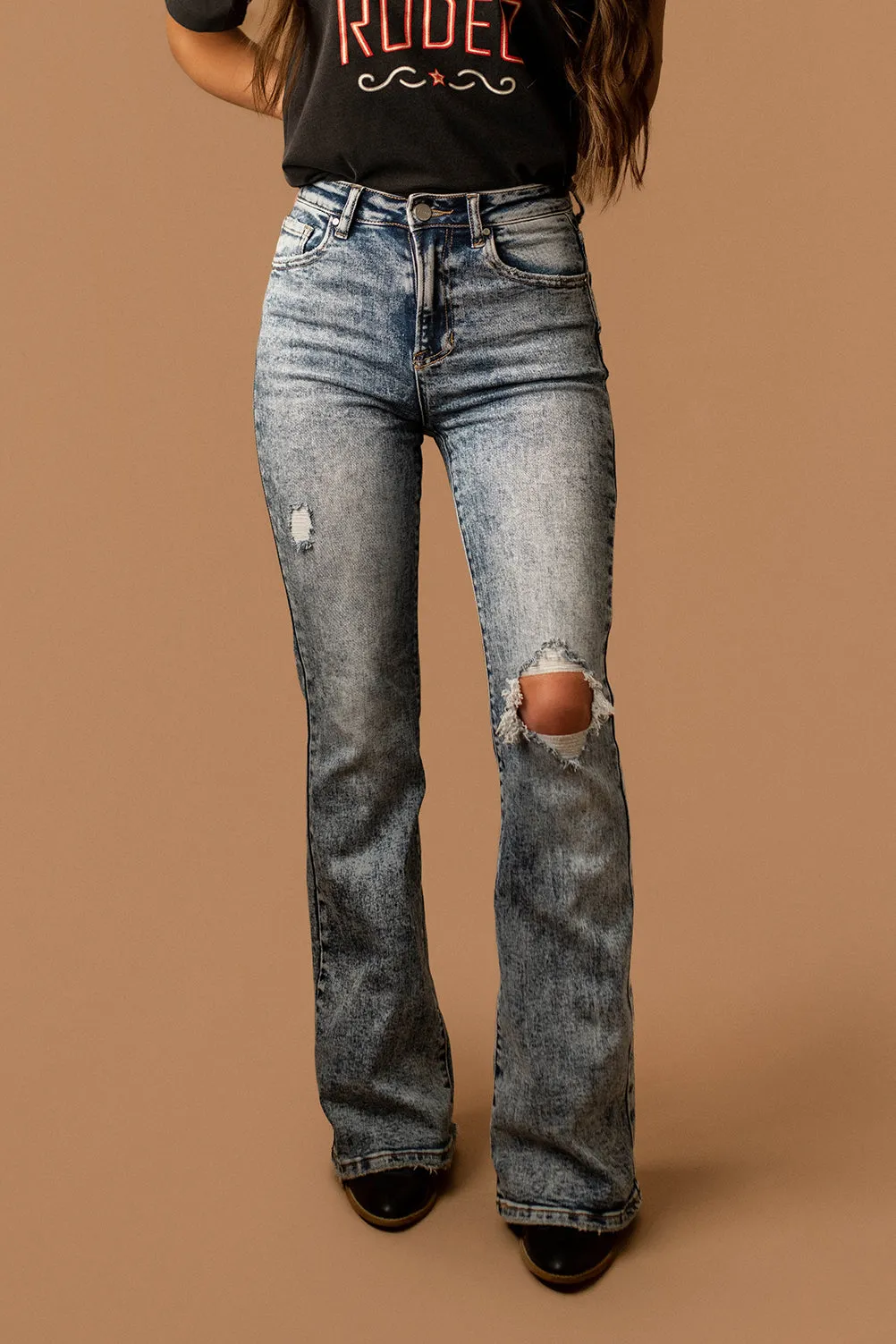 Kalisa Acid Wash Flare Jeans | FINAL SALE