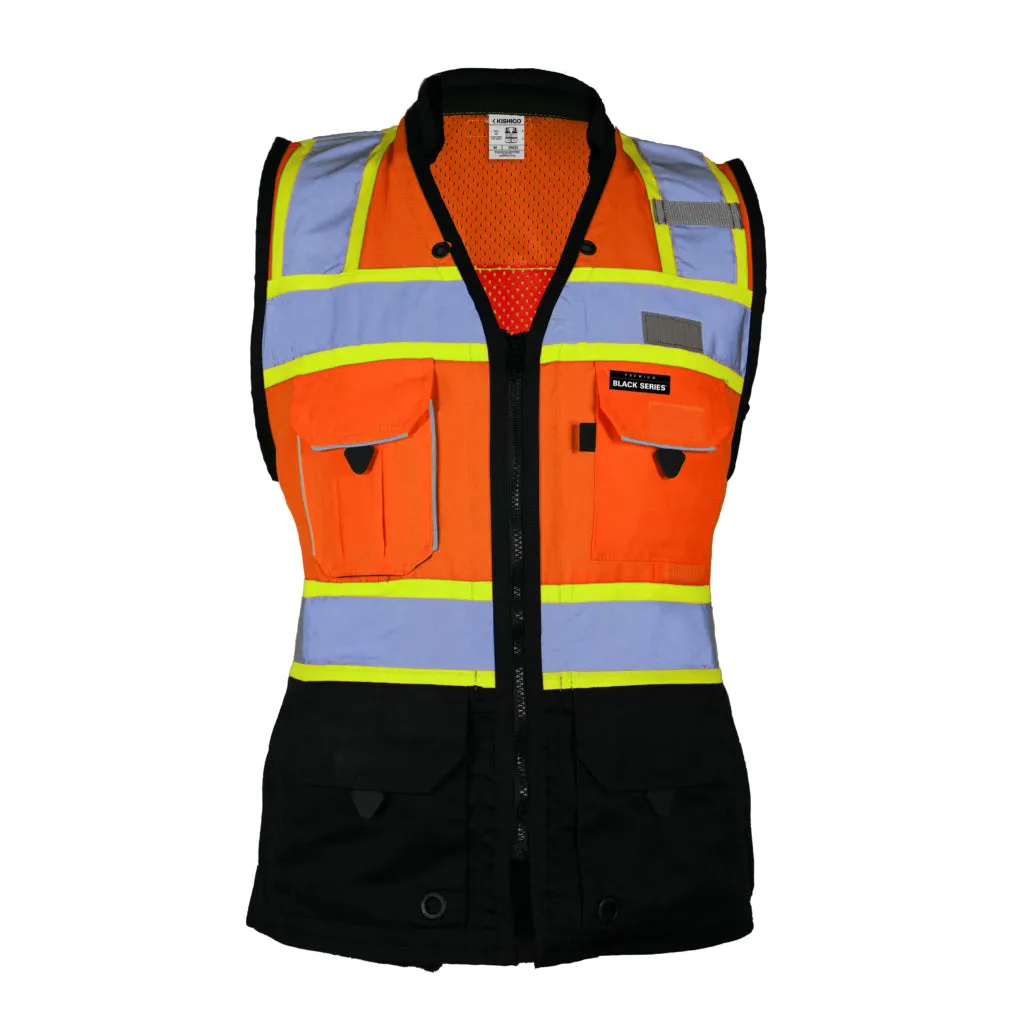 Kishigo Black Series Womens Heavy Duty Surveyors Vest, Type R Class 2
