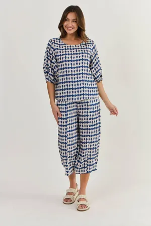 Kyleigh Crop Linen Pant - Delta Blot - OJ32