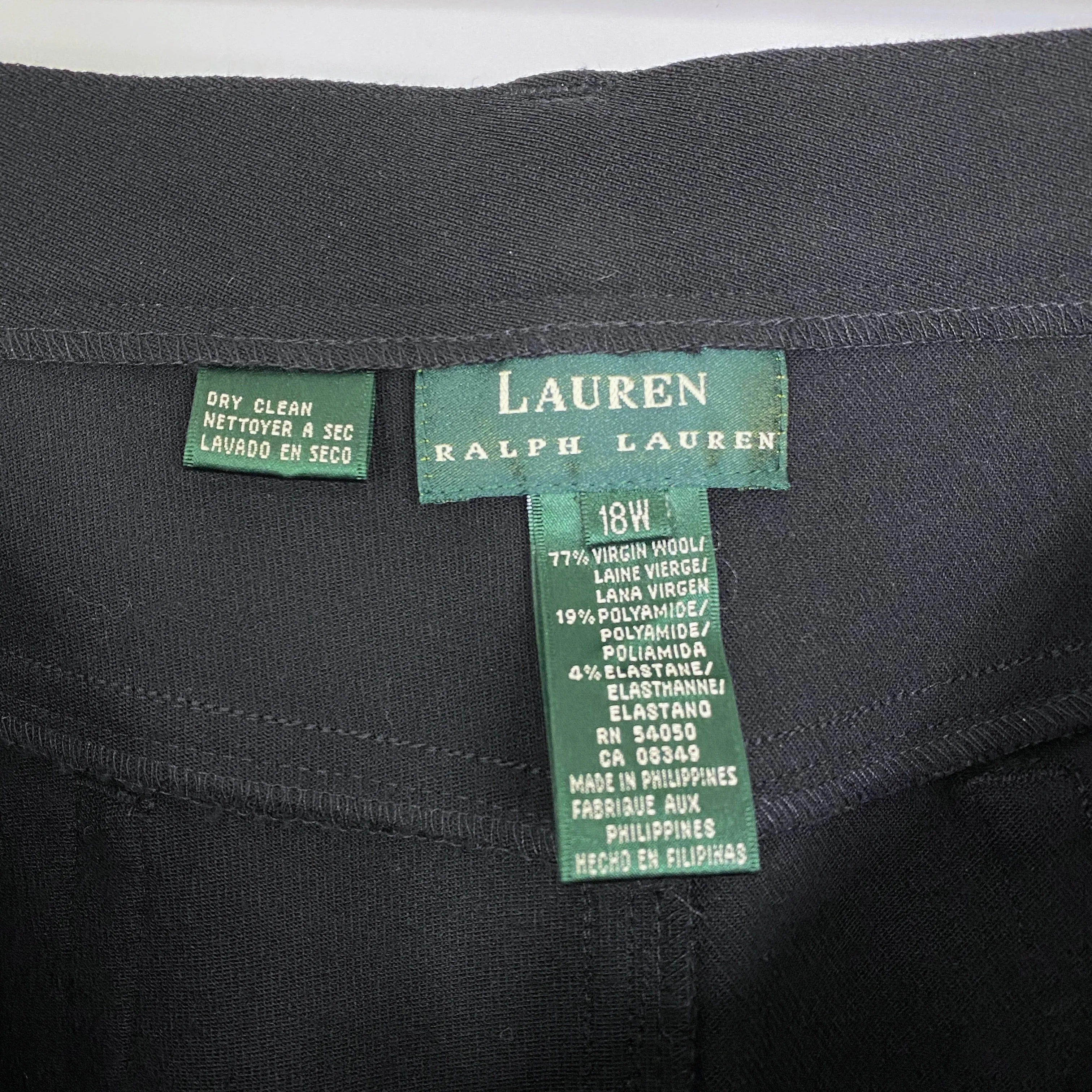 Lauren Ralph Lauren Black Wool Blend Tapered Leg Pants
