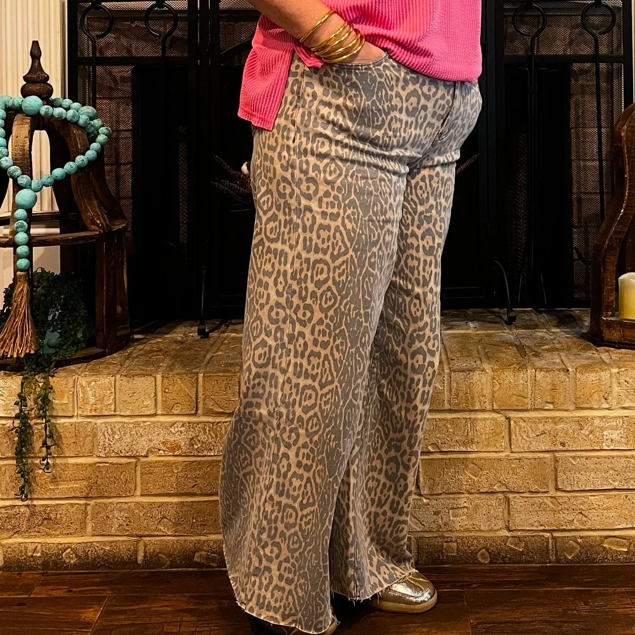 Leopard Denim Jeans