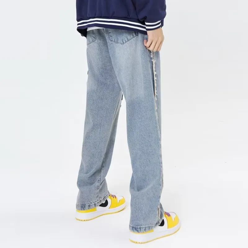 Letter Straight Wide Leg Jeans