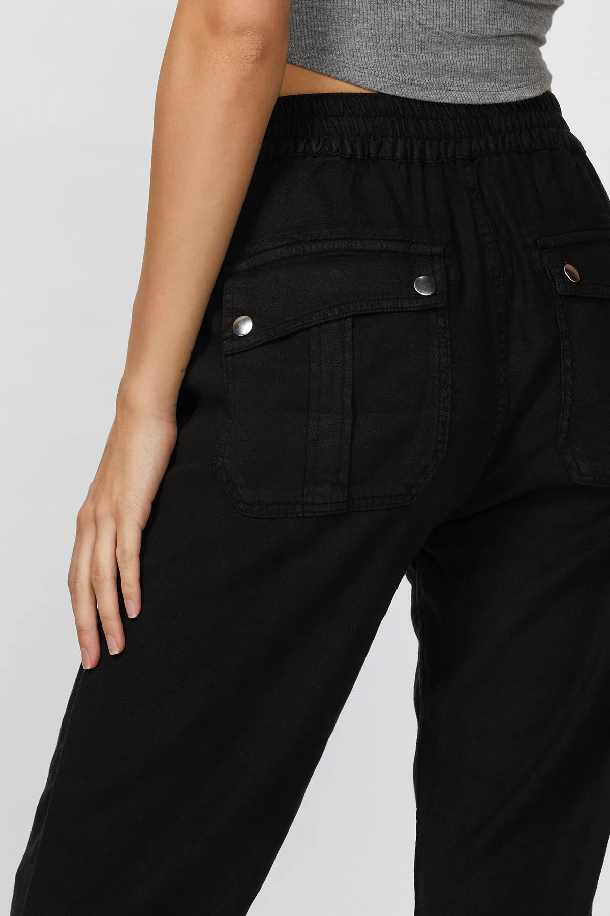 LINEN-BLEND STRAIGHT-LEG CARGO PANTS