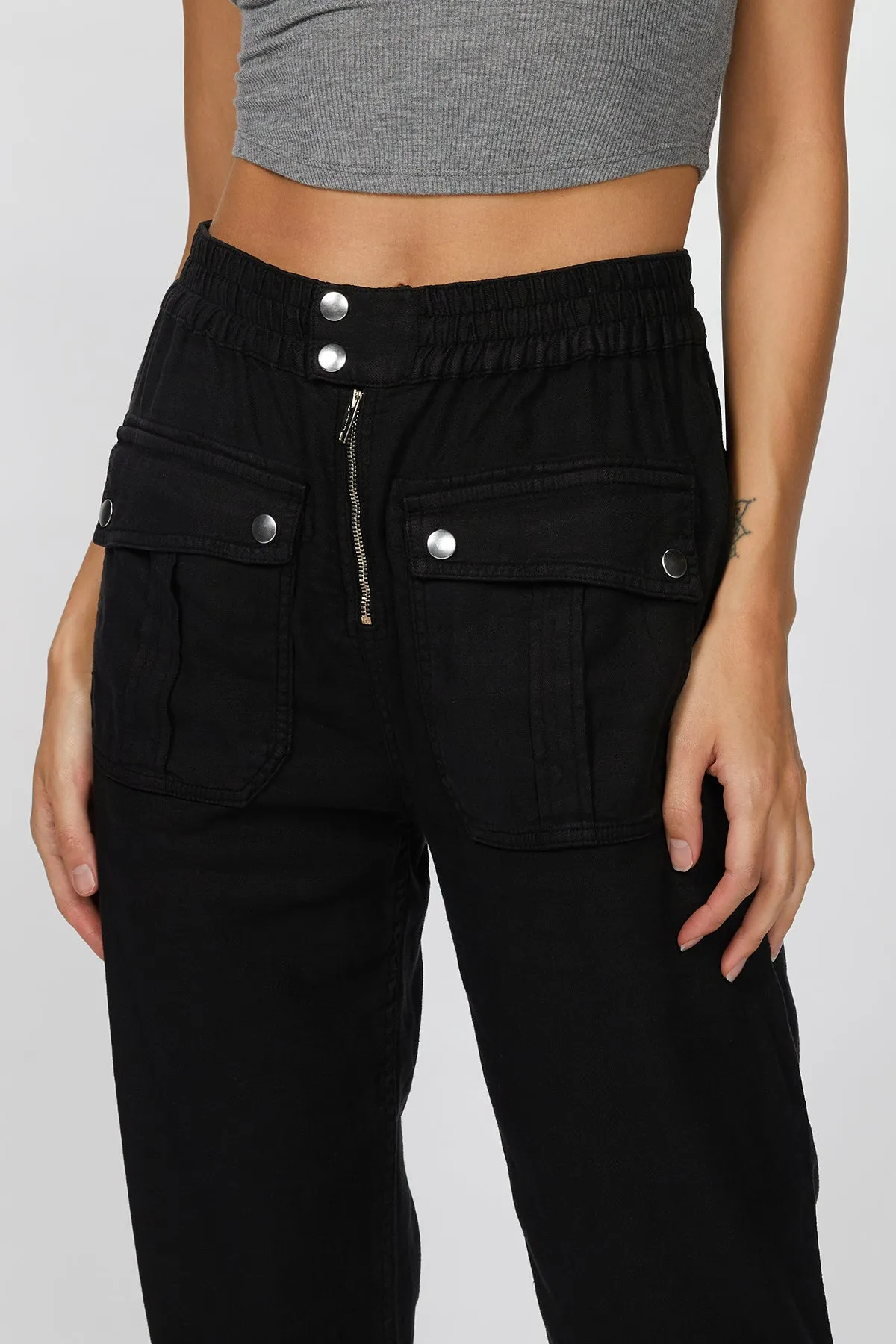 LINEN-BLEND STRAIGHT-LEG CARGO PANTS