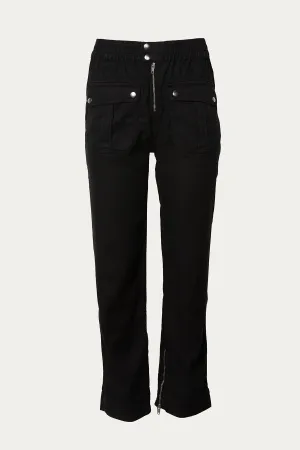 LINEN-BLEND STRAIGHT-LEG CARGO PANTS