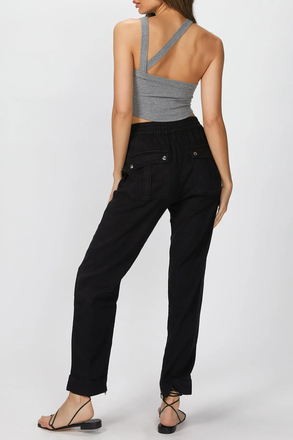 LINEN-BLEND STRAIGHT-LEG CARGO PANTS