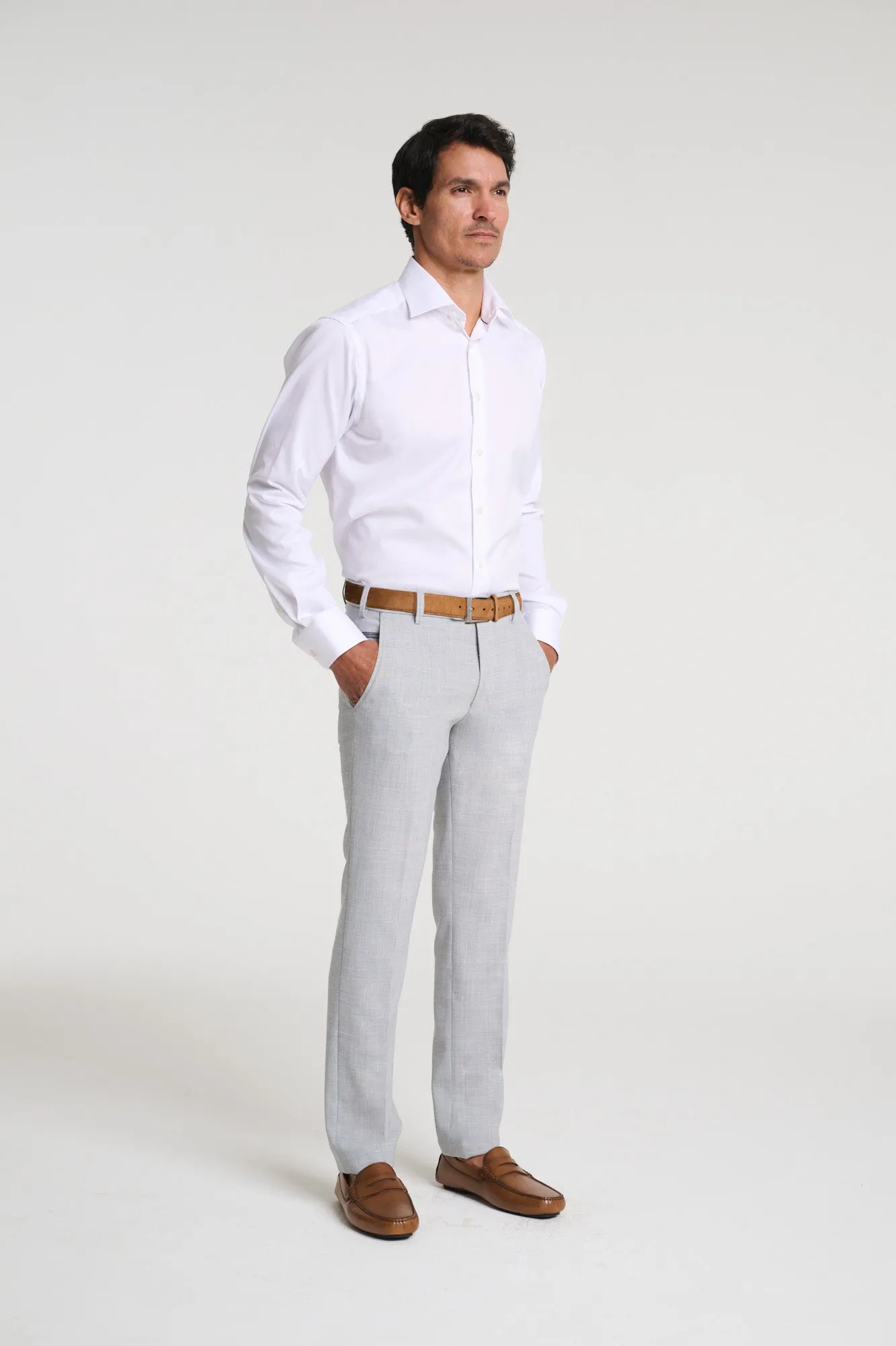 Linen Stretch Travel Pant - Light Grey