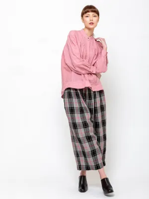 Linen Tartan Pants - Grey