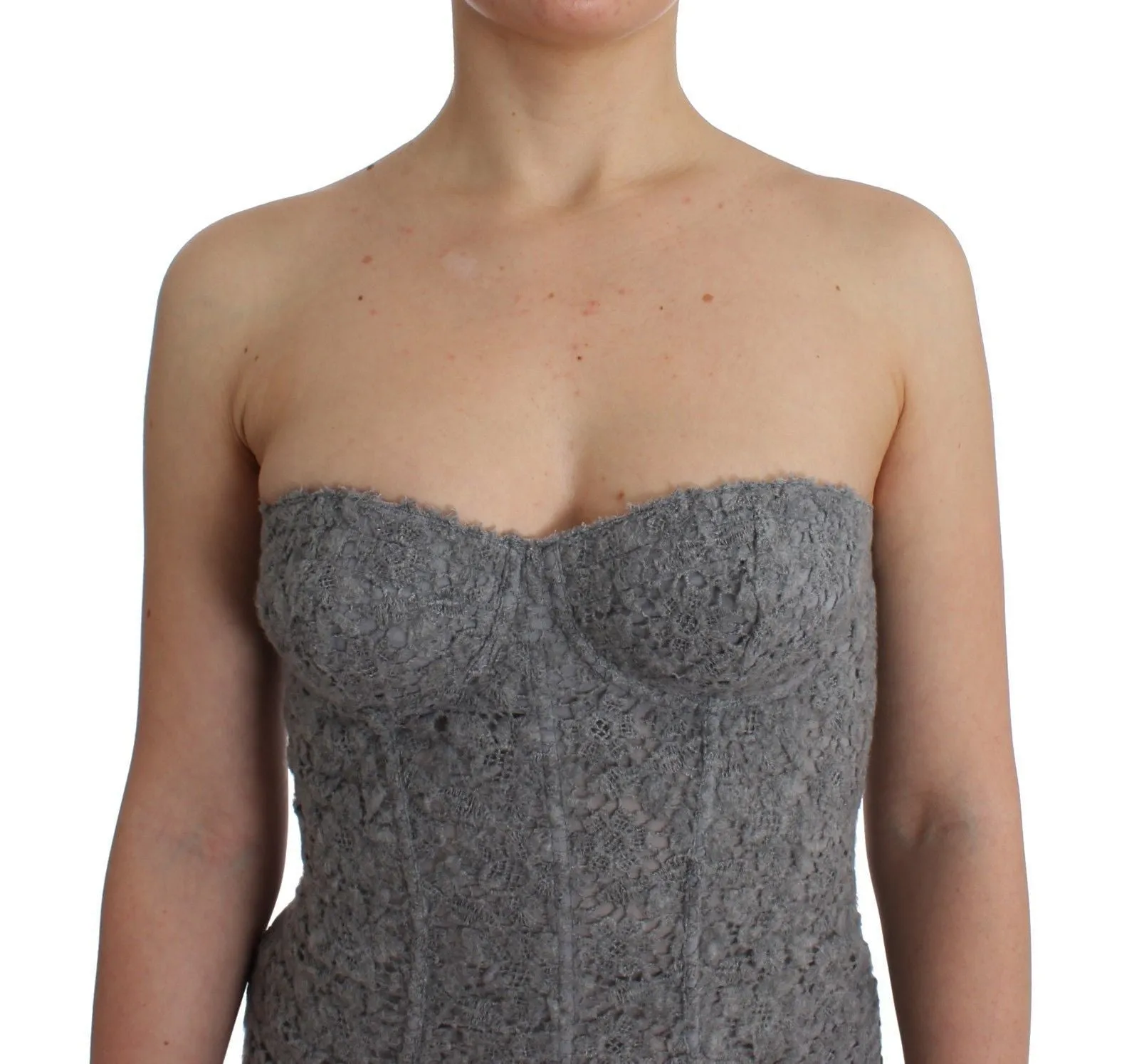 Lingerie Gray Corset Bustier Top Floral Lace