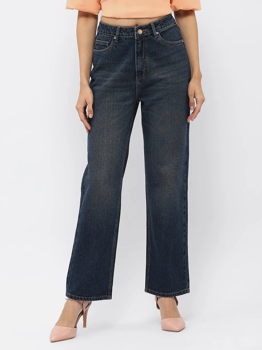 Madame Light Washed Black Mom Fit Jeans